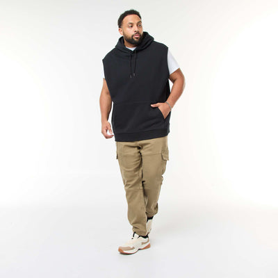 Plain Multi-Pocket Trousers with Elasticated Waistband GREEN