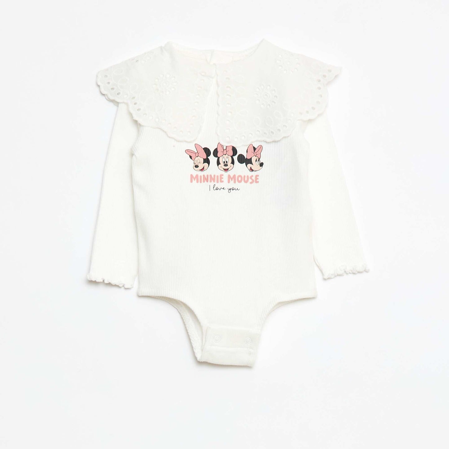 Ribbed Knit 'Minnie' 'Disney' Bodysuit WHITE