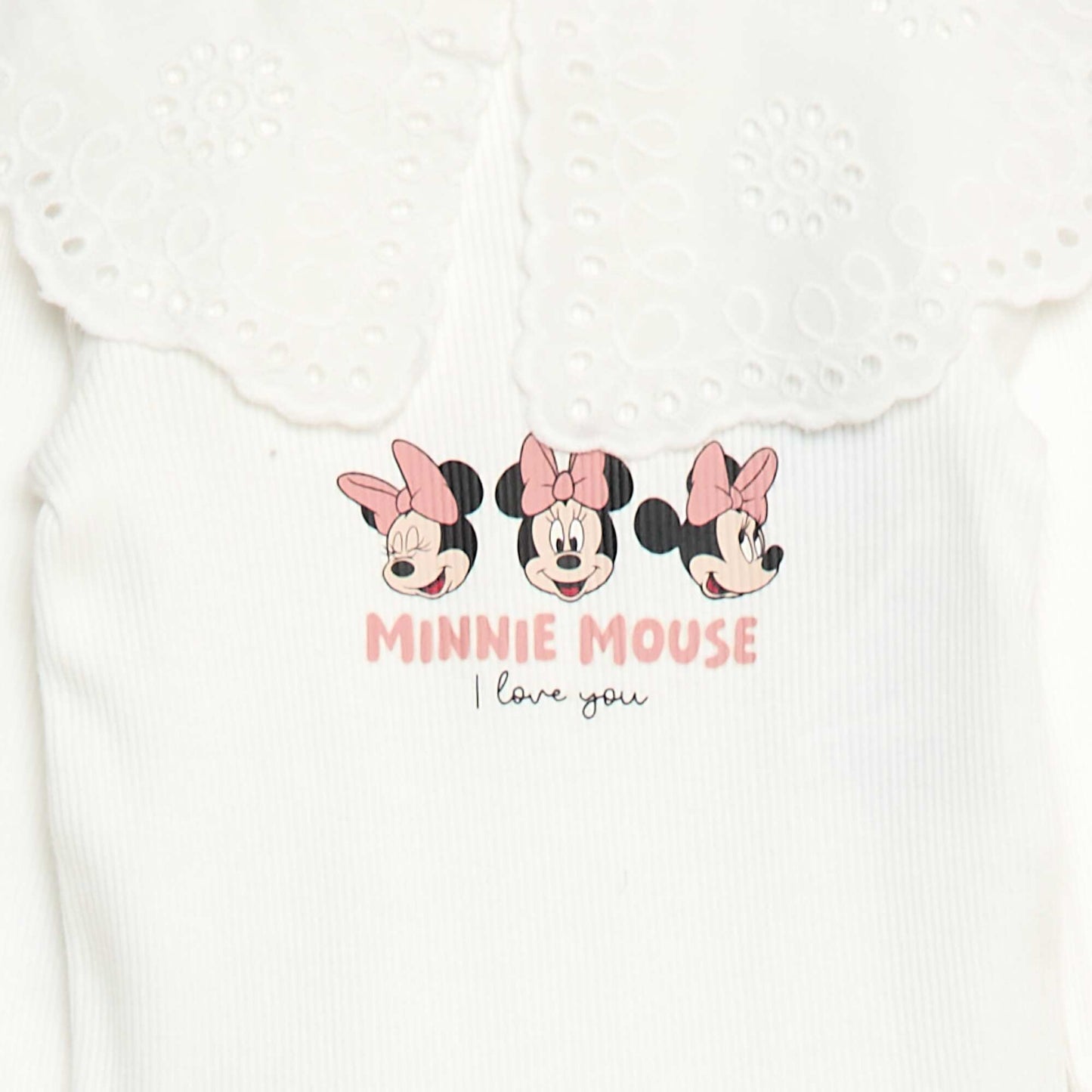 Ribbed Knit 'Minnie' 'Disney' Bodysuit WHITE