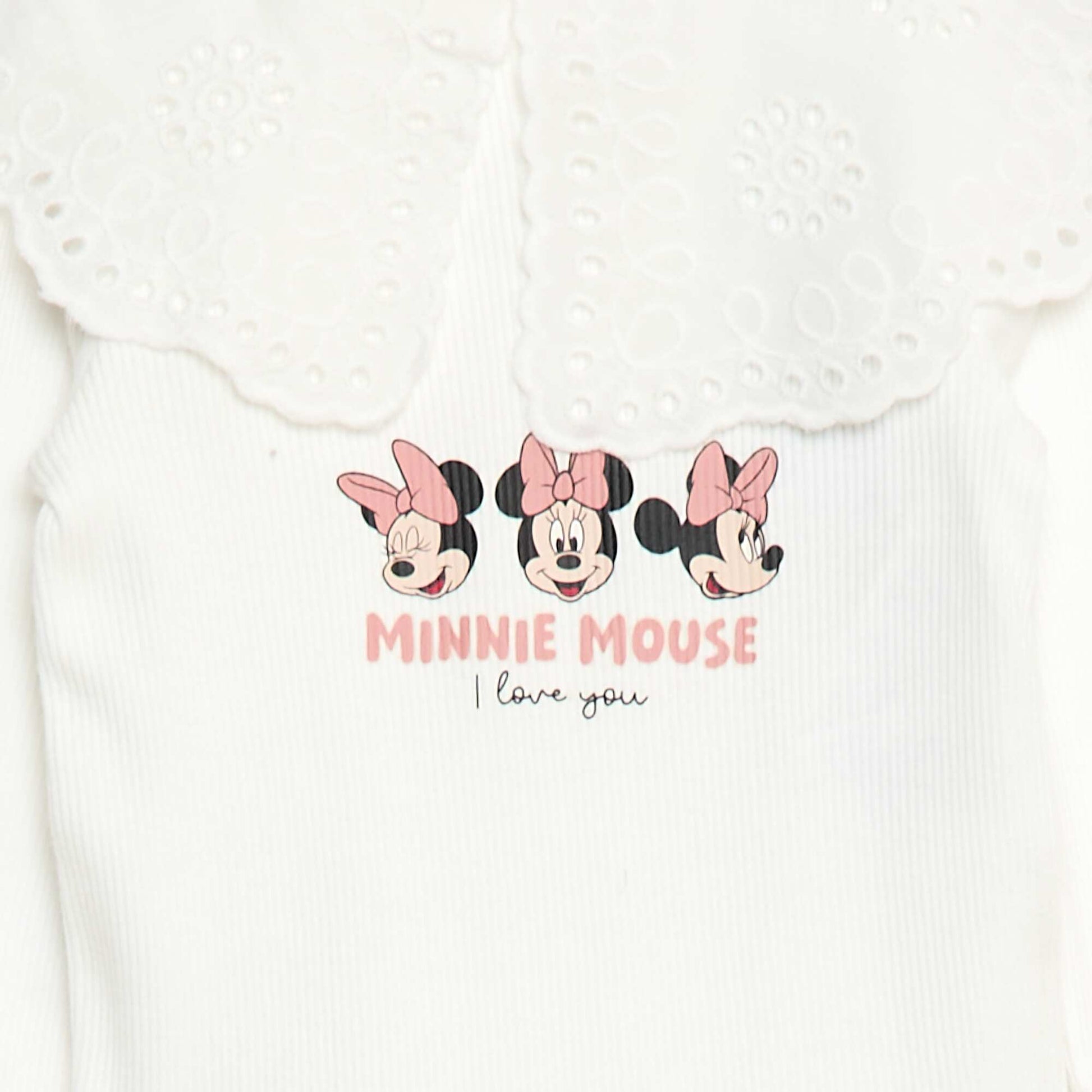 Ribbed Knit 'Minnie' 'Disney' Bodysuit WHITE