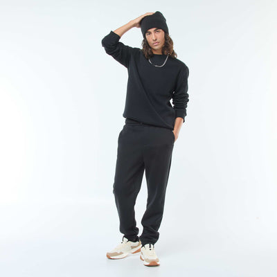 Plain joggers with drawstrings at the waist BLACK