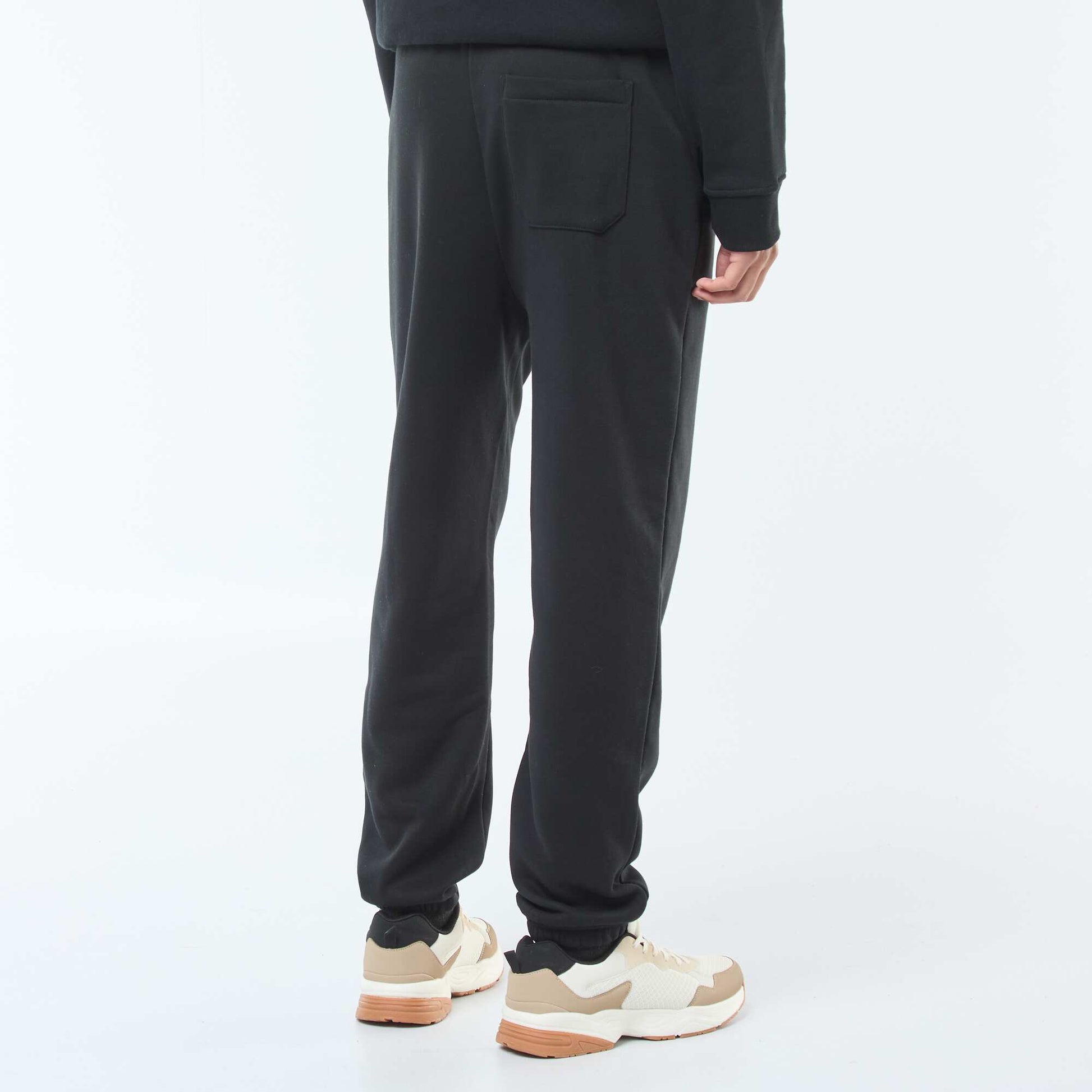 Plain joggers with drawstrings at the waist BLACK