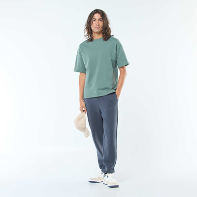 Plain joggers with drawstrings at the waist BLUE