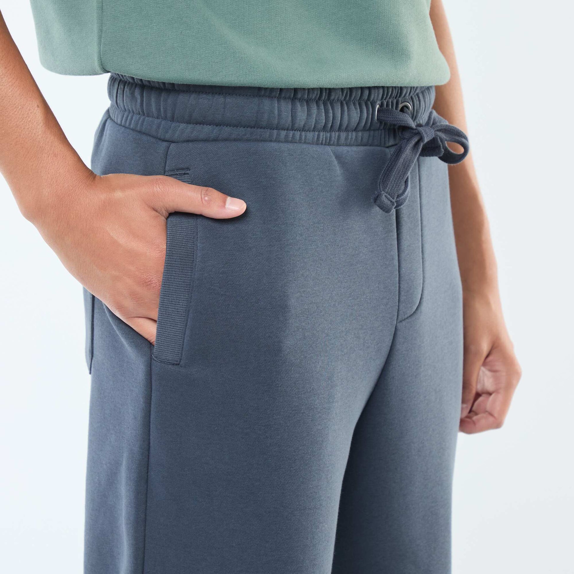 Plain joggers with drawstrings at the waist BLUE