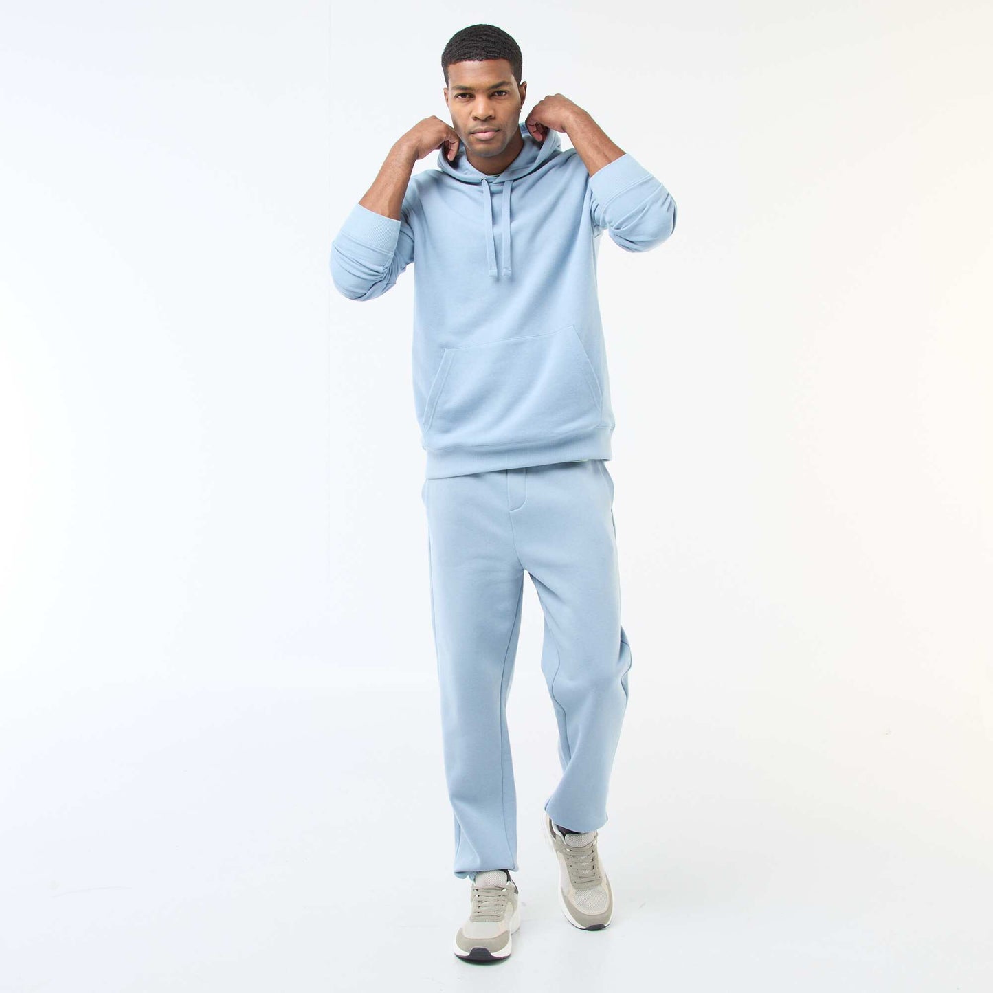 Plain joggers with drawstrings at the waist BLUE