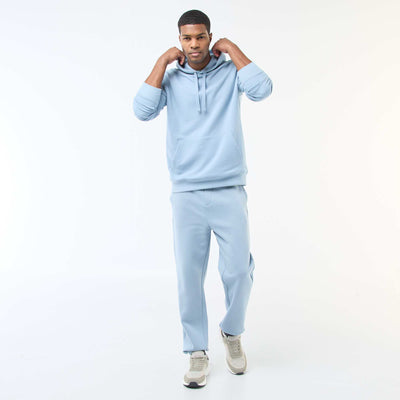 Plain joggers with drawstrings at the waist BLUE