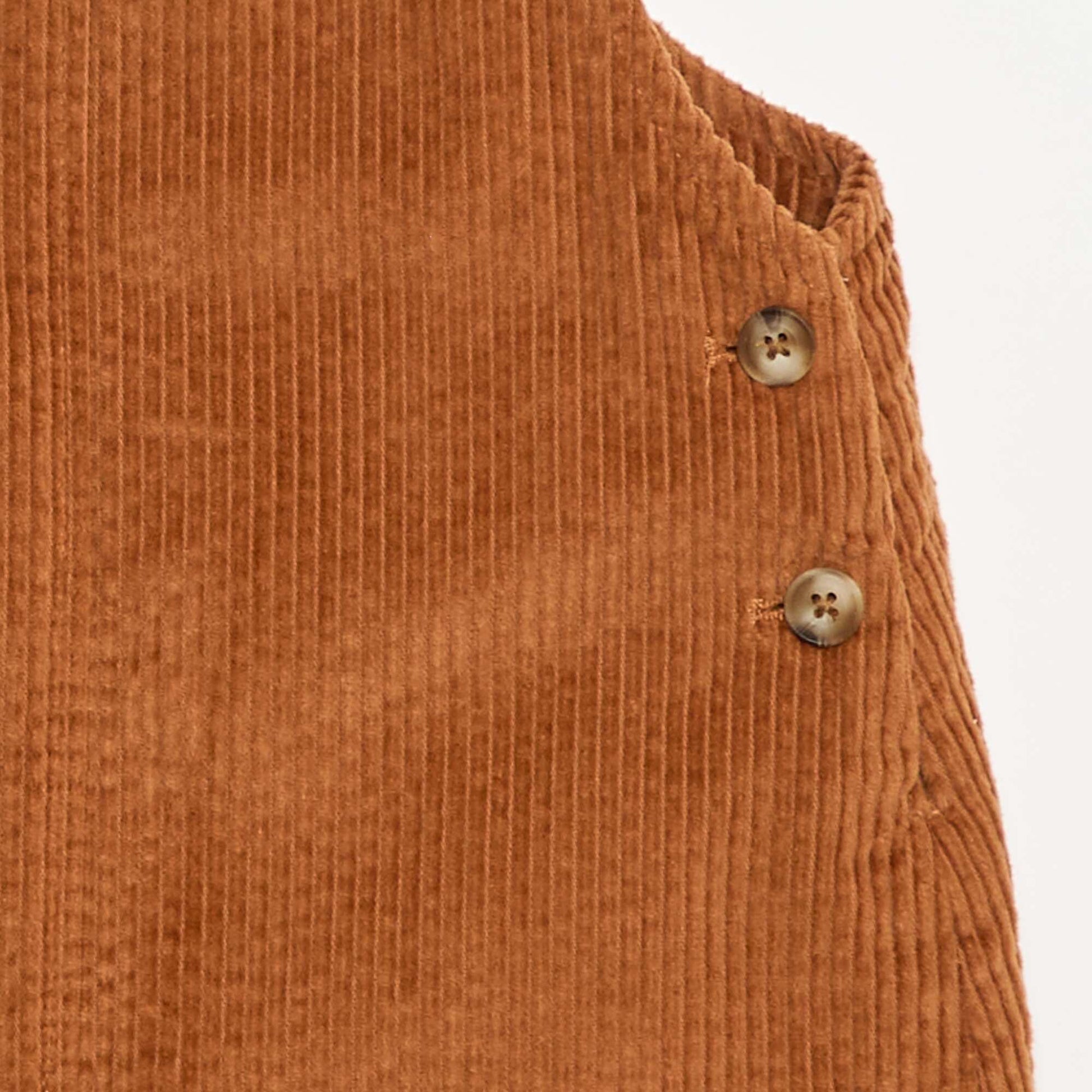 Corduroy Overall Dress with Pocket BROWN