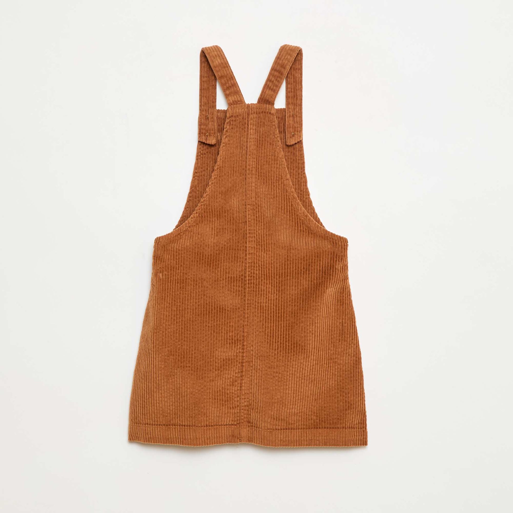 Corduroy Overall Dress with Pocket BROWN