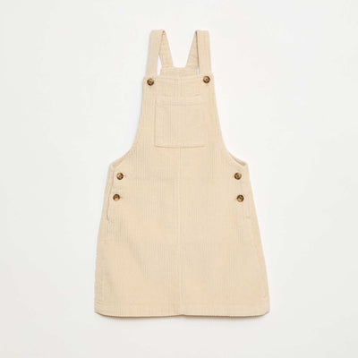 Corduroy Overall Dress with Pocket WHITE