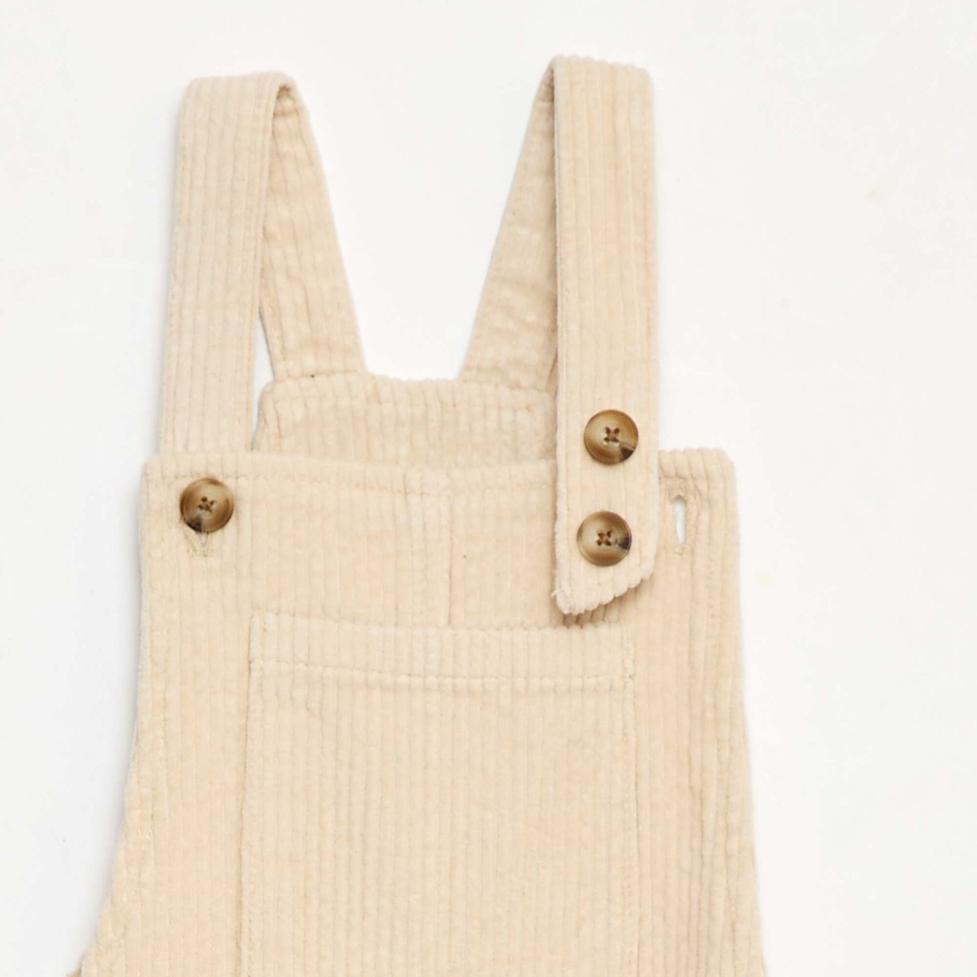 Corduroy Overall Dress with Pocket WHITE