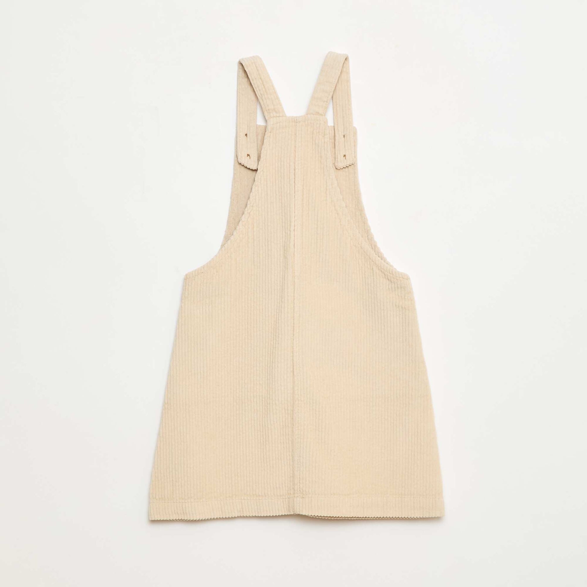 Corduroy Overall Dress with Pocket WHITE