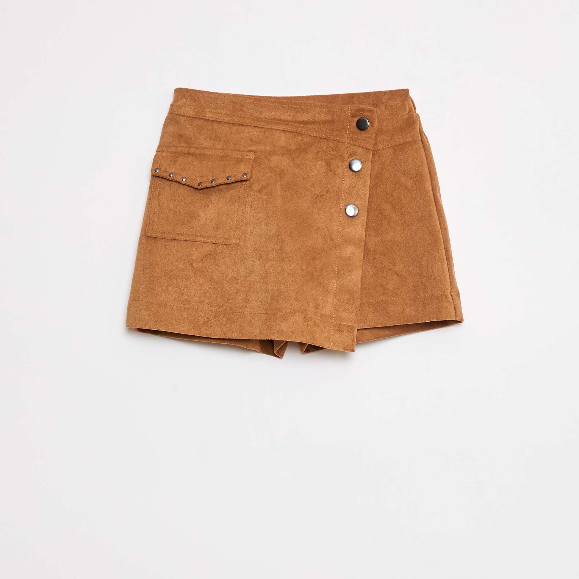 Short plain suedette skort BEIGE
