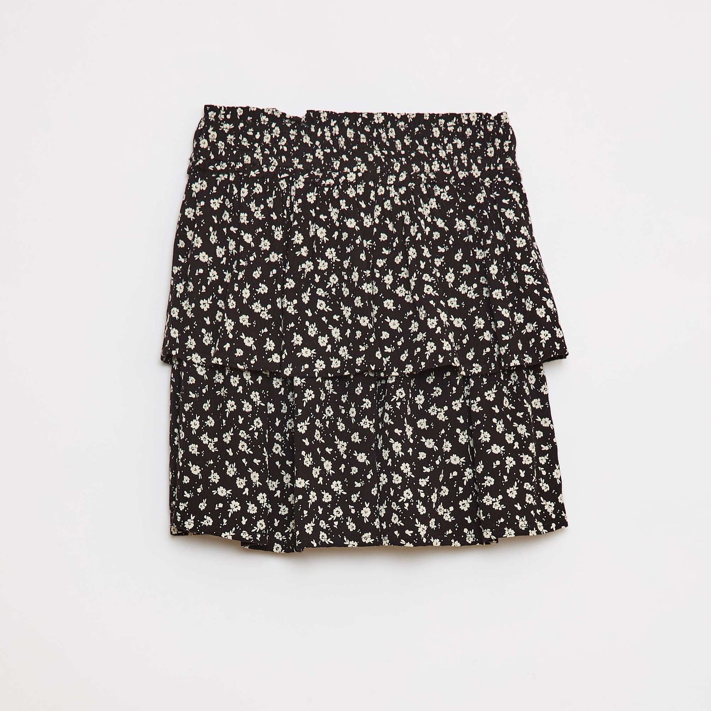 Floral Print Crepe Knit Skirt BLACK