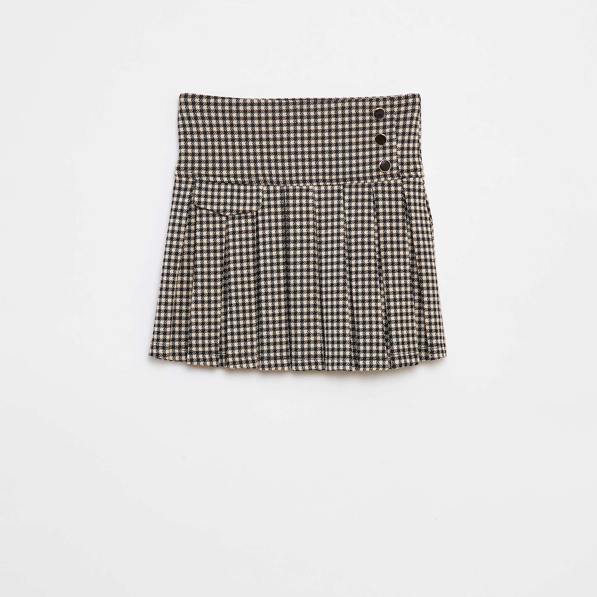 Flared skirt with check pattern BEIGE