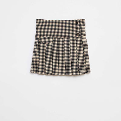 Flared skirt with check pattern BEIGE