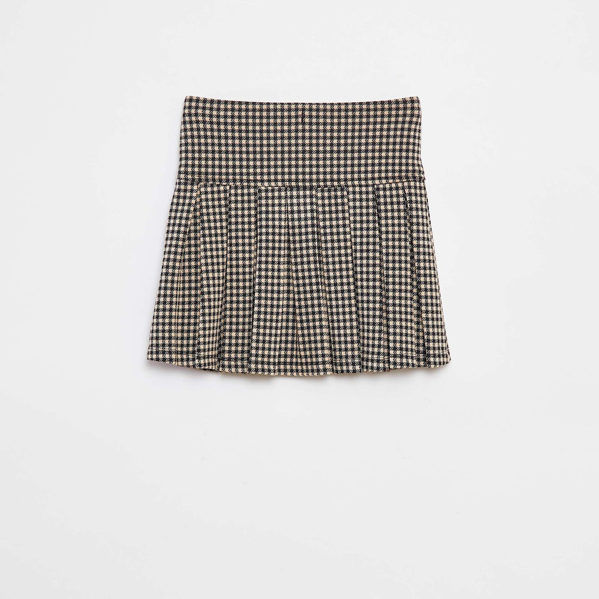 Flared skirt with check pattern BEIGE