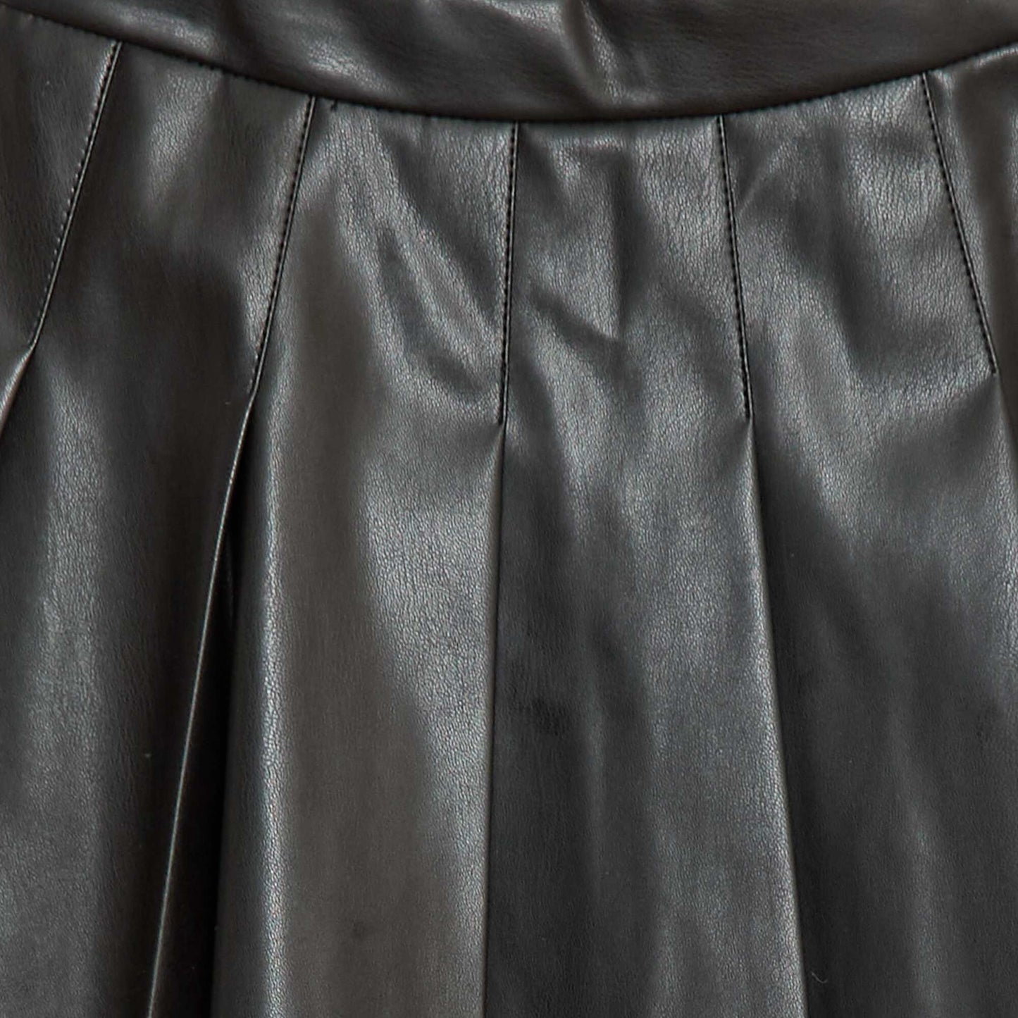 Faux Leather Pleated Skirt BLACK