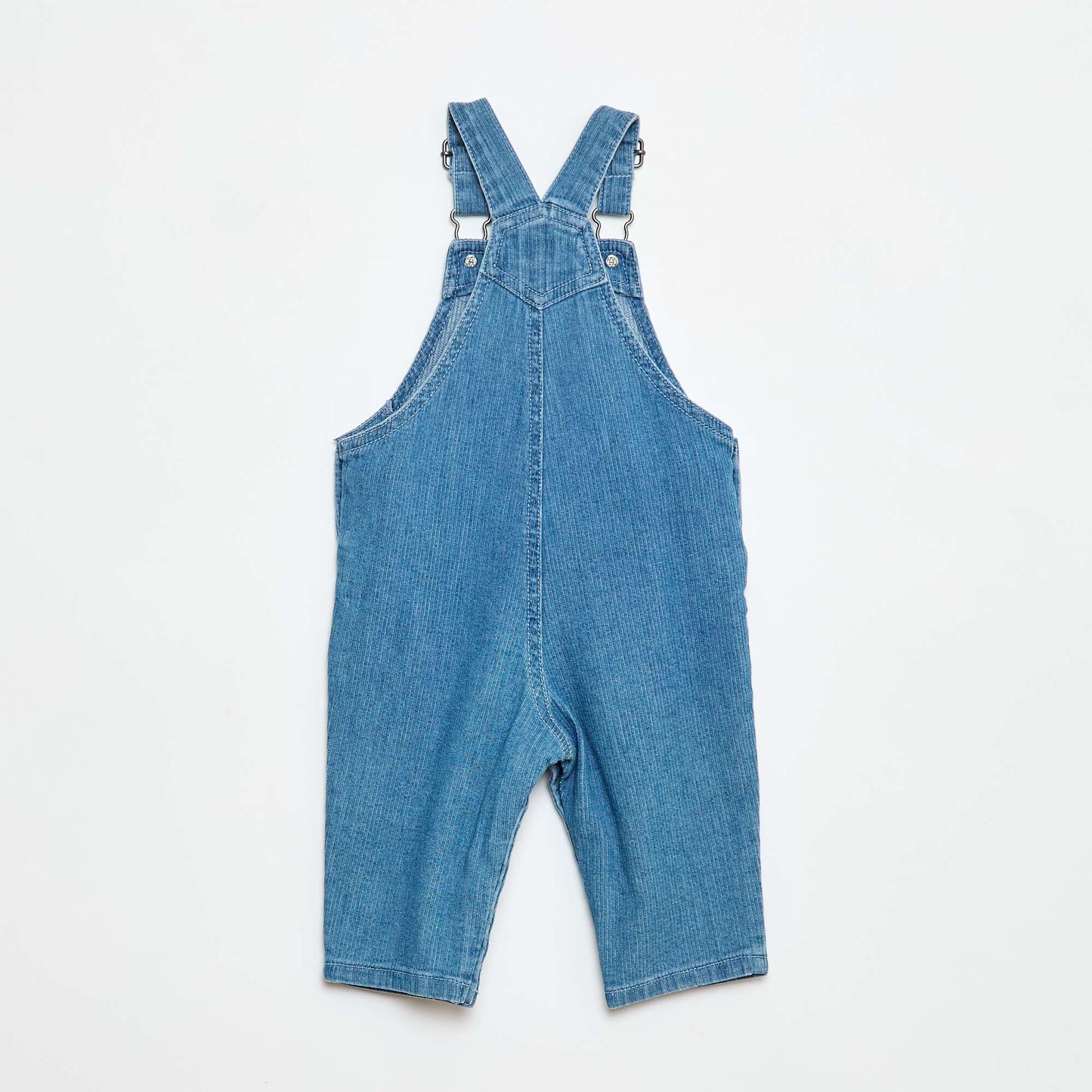 Ribbed Denim Straight Overalls BLUE