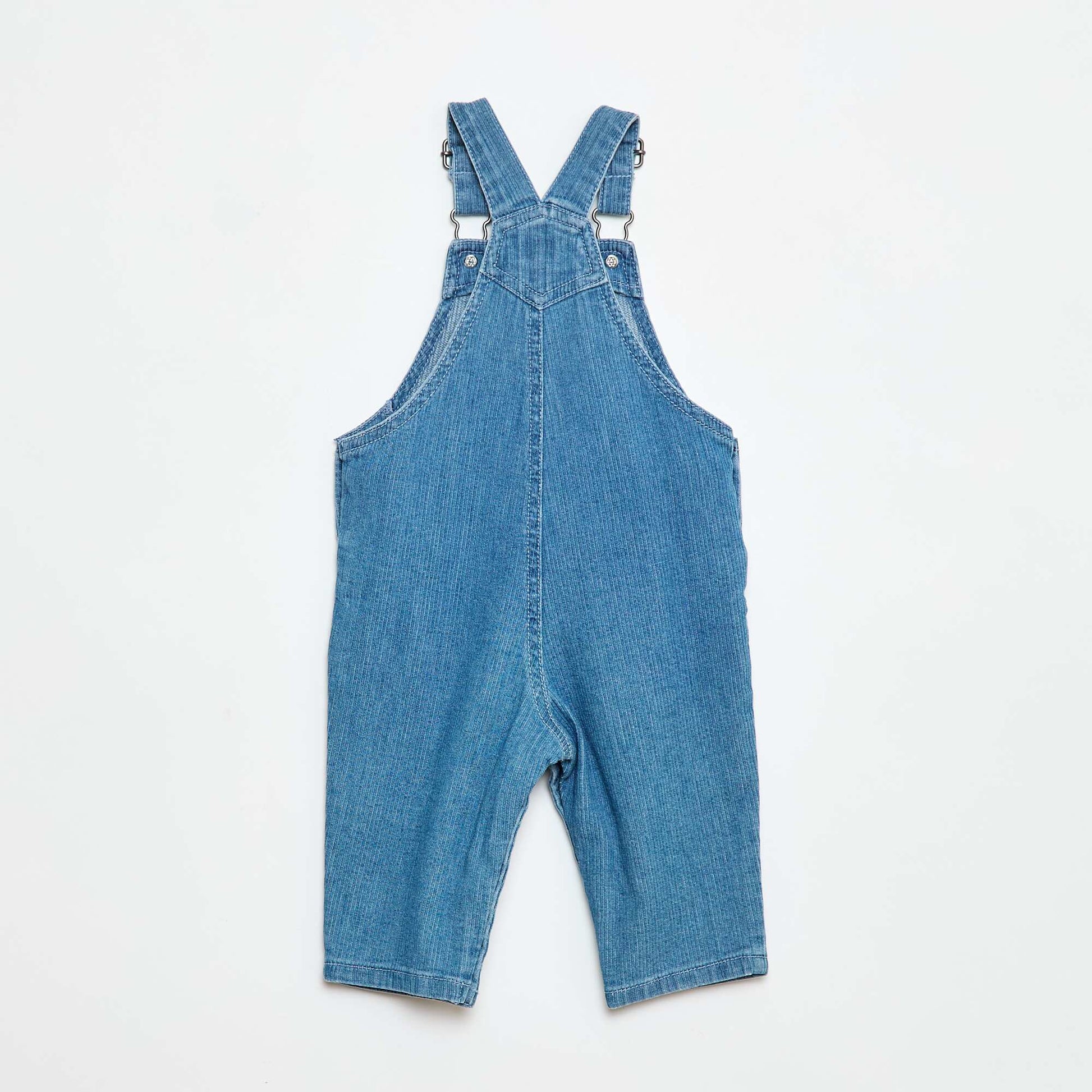Ribbed Denim Straight Overalls BLUE