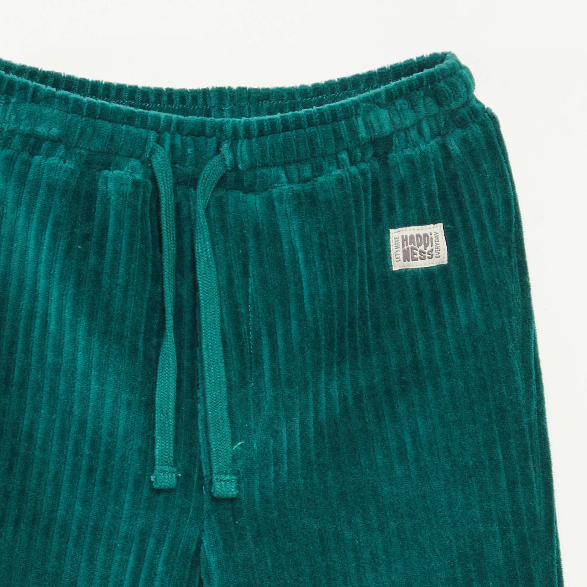 Corduroy trousers with elasticated waist GREEN