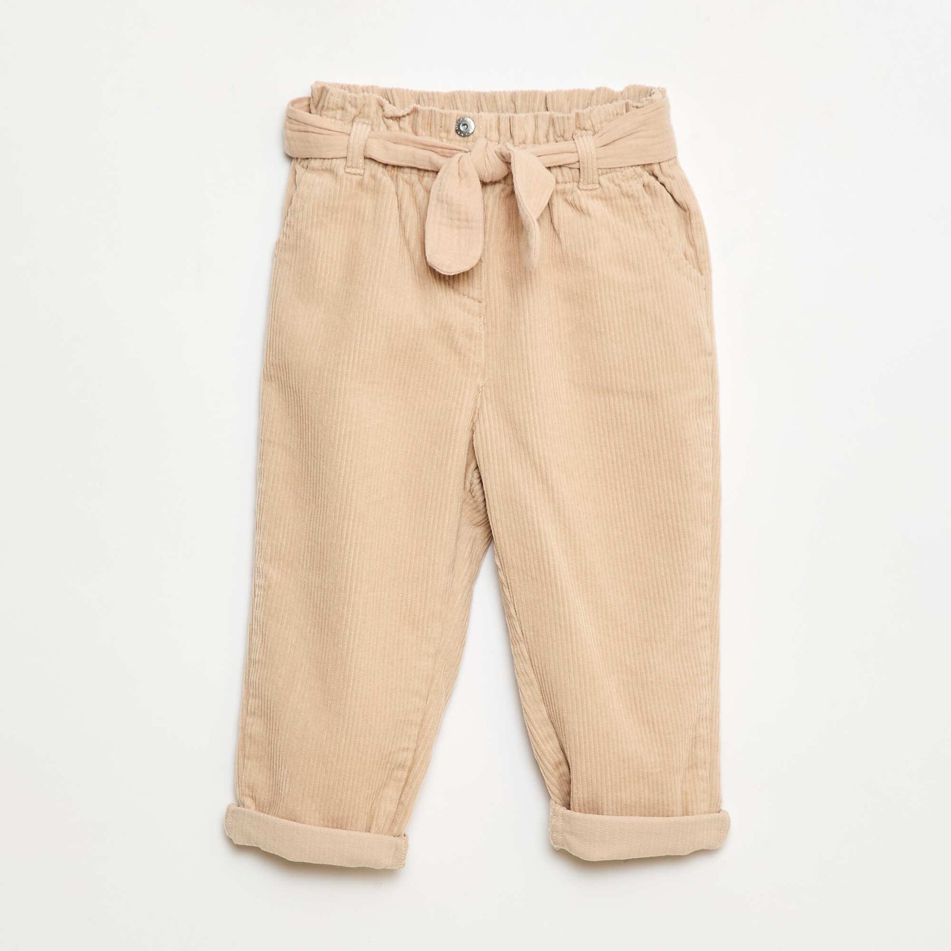 Corduroy Paperbag Trousers BEIGE