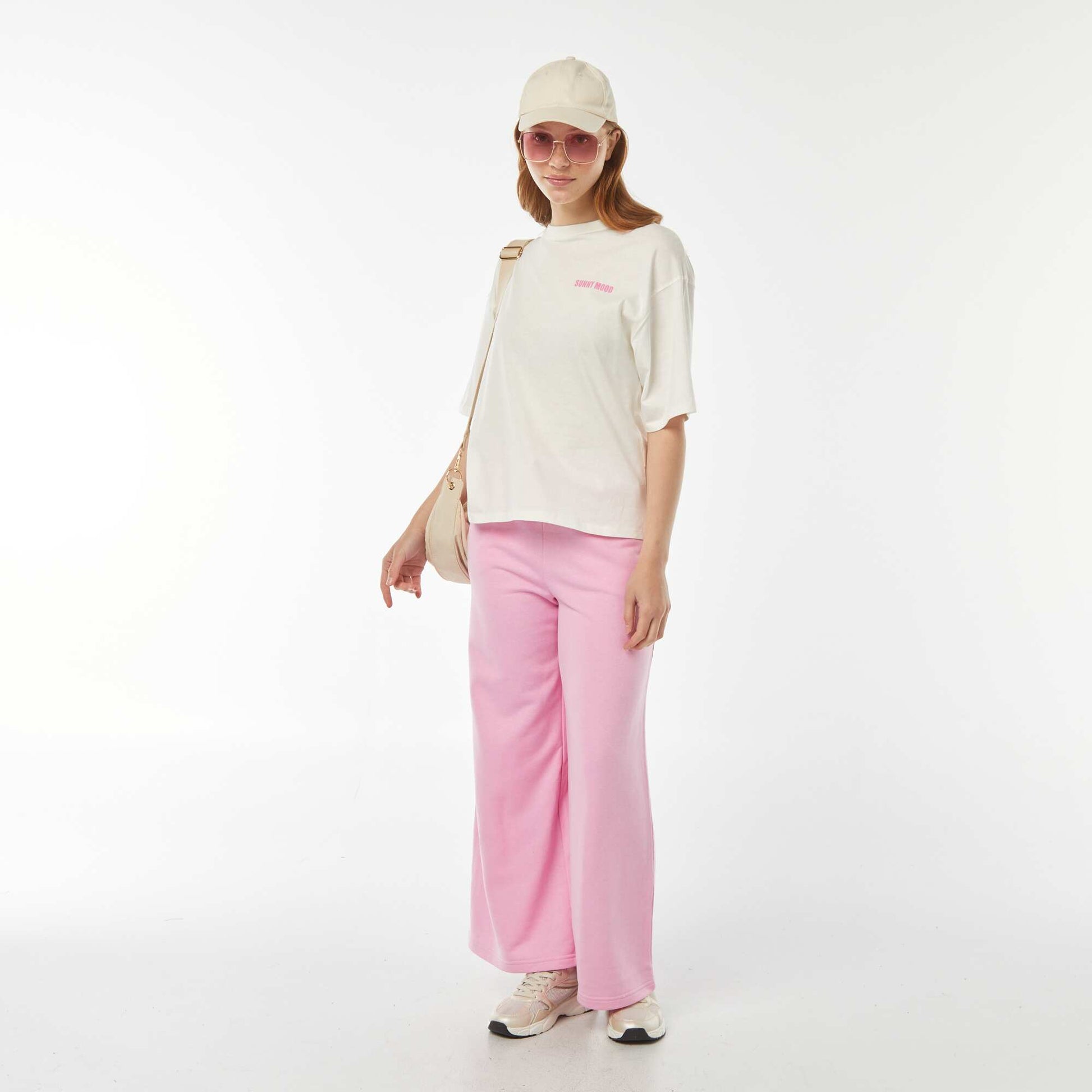 Oversized short-sleeved T-shirt with shell print WHITE