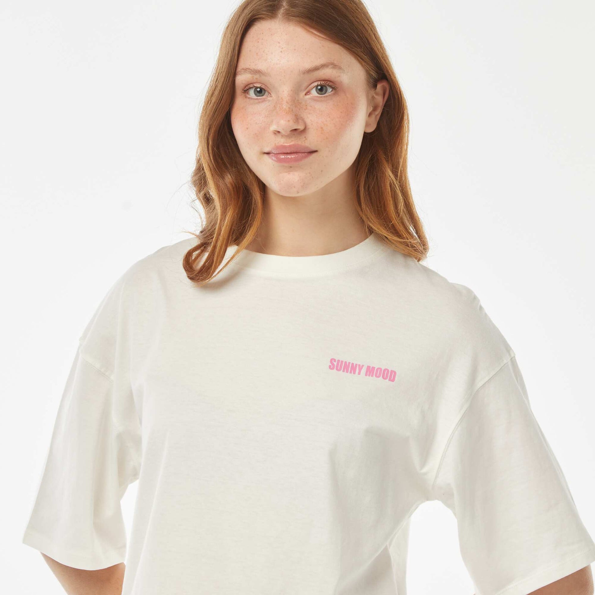 Oversized short-sleeved T-shirt with shell print WHITE