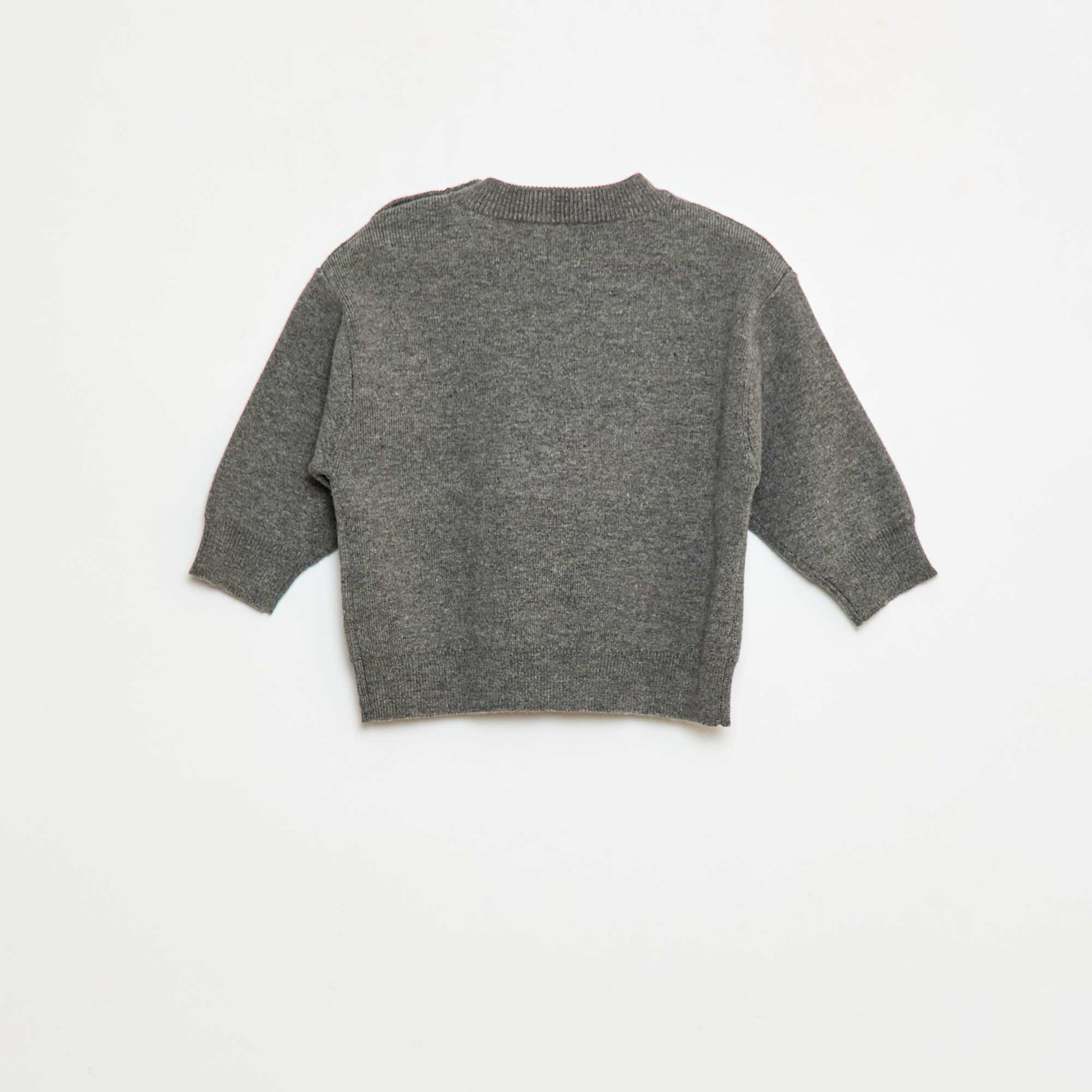 Embroidered Knit Crew Neck Sweater GREY