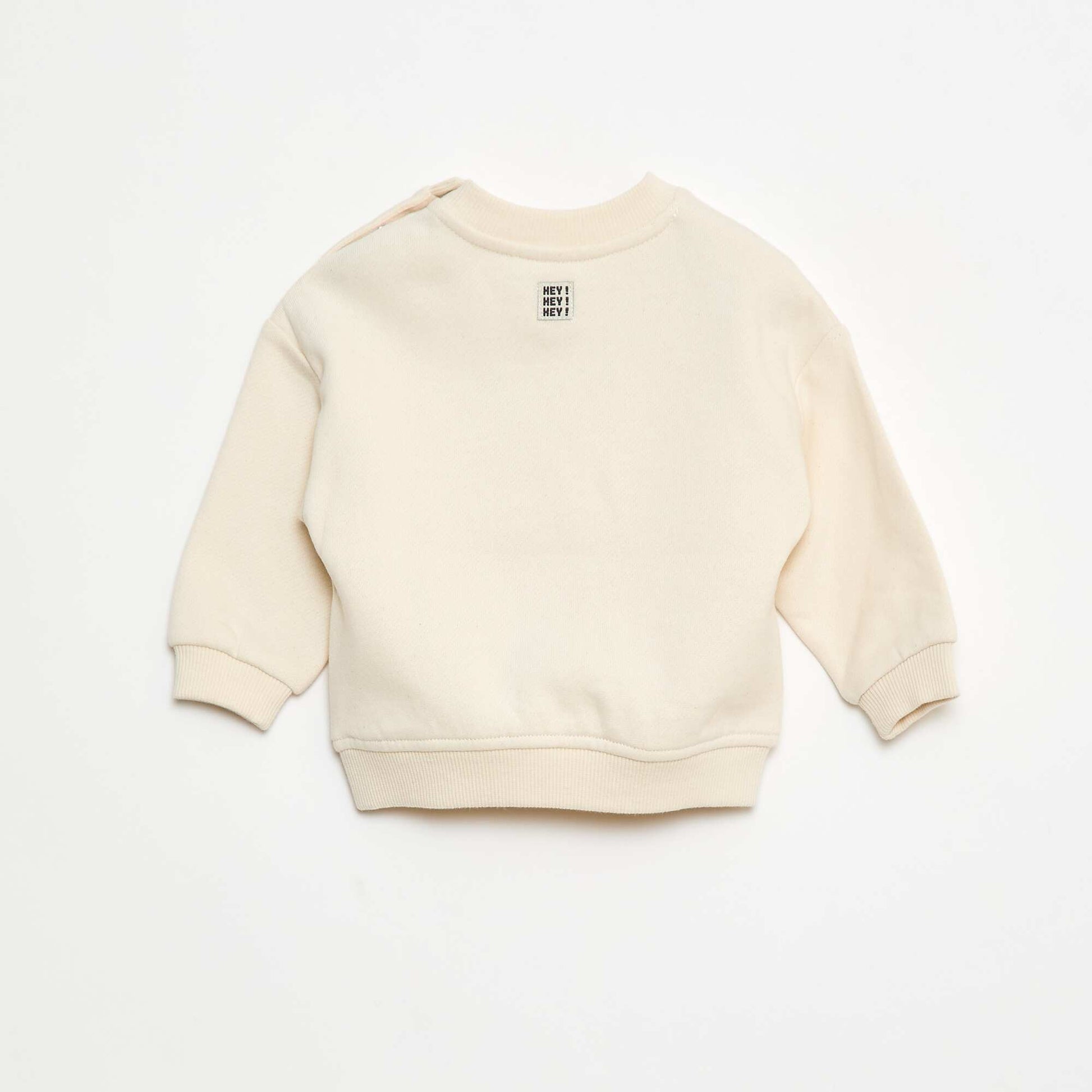 Fleece Sweatshirt with 'Cool' Embroidery BEIGE