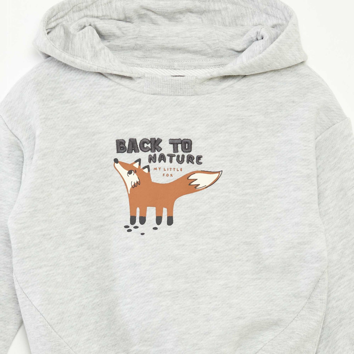 Lightweight sweatshirt fabric hoodie with design on front GREY