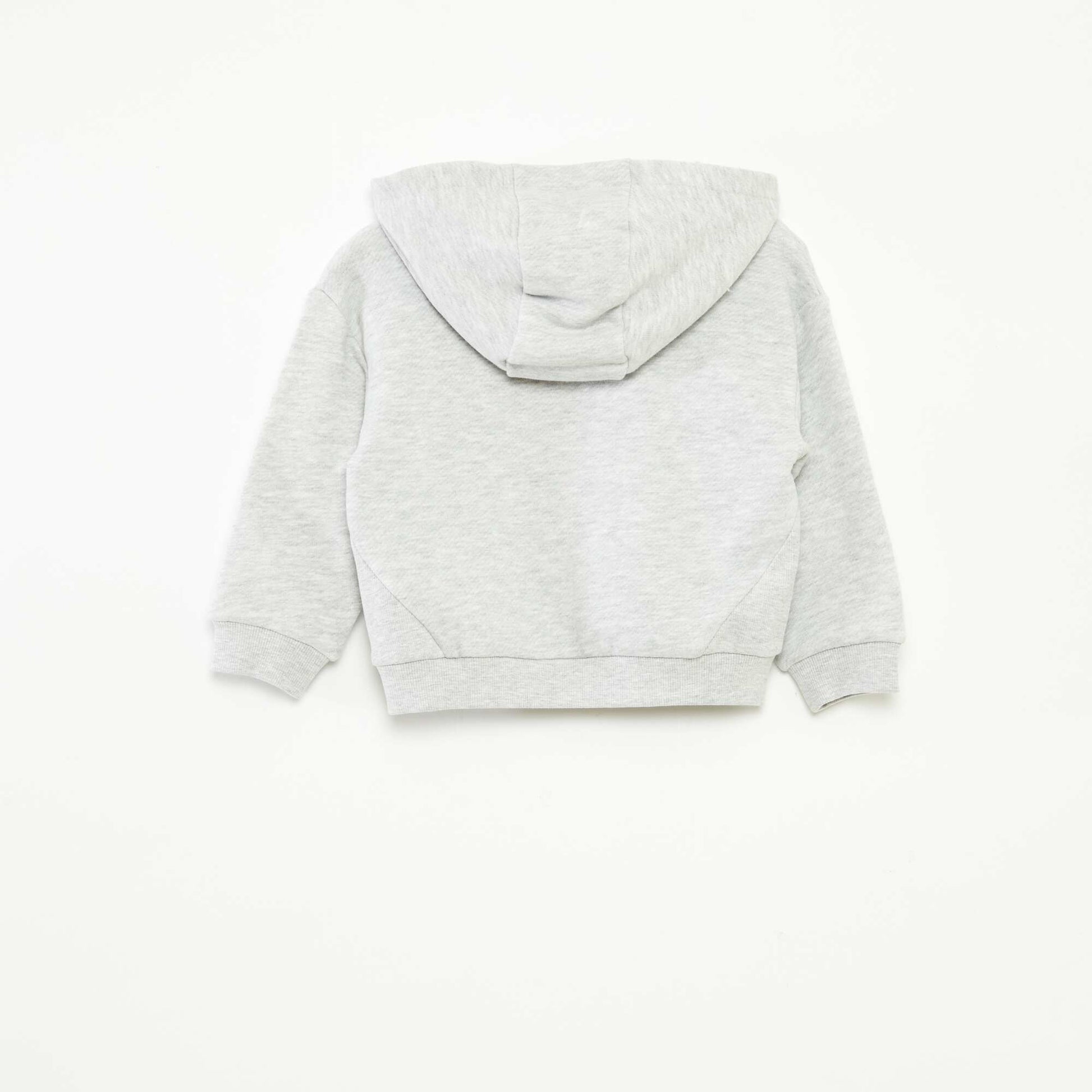 Lightweight sweatshirt fabric hoodie with design on front GREY