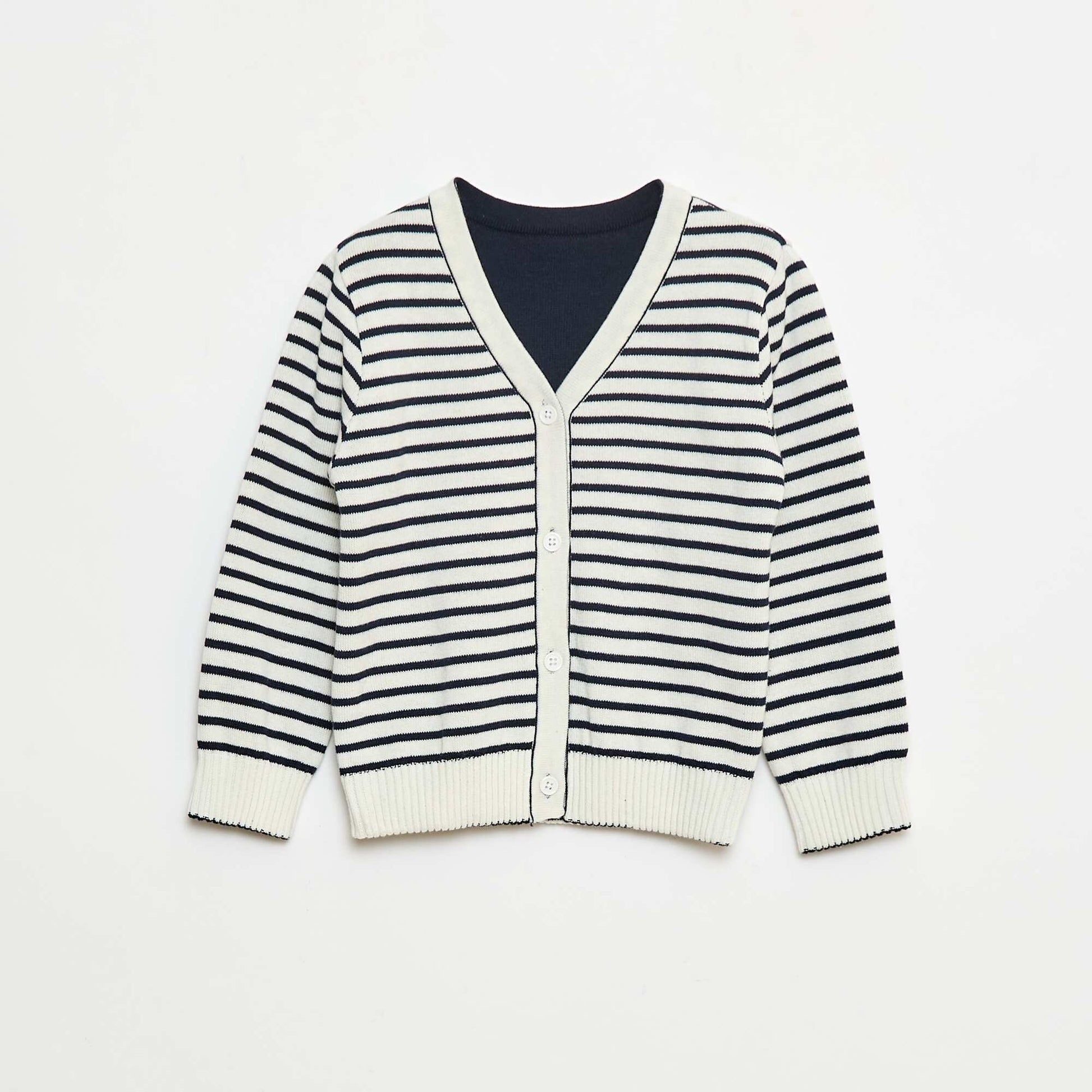 Reversible Striped Knit Cardigan BLUE