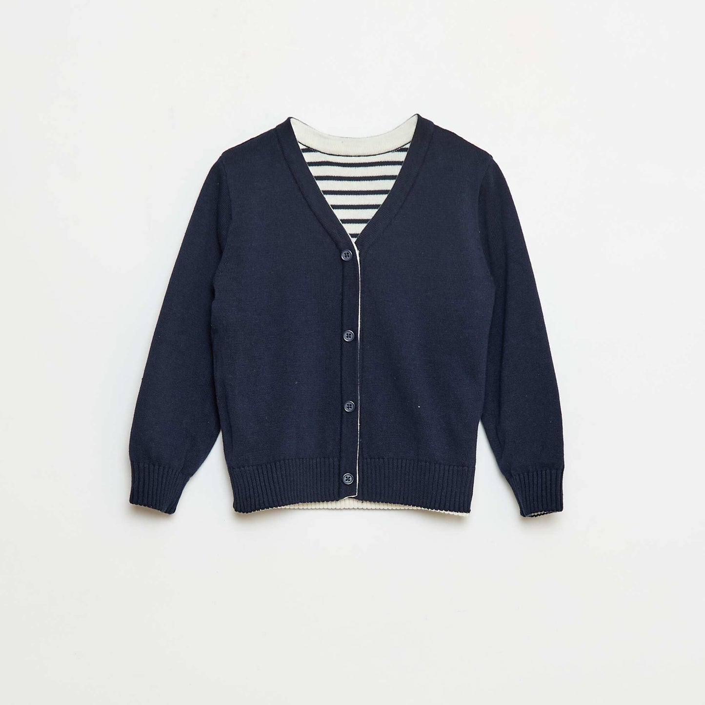 Reversible Striped Knit Cardigan BLUE