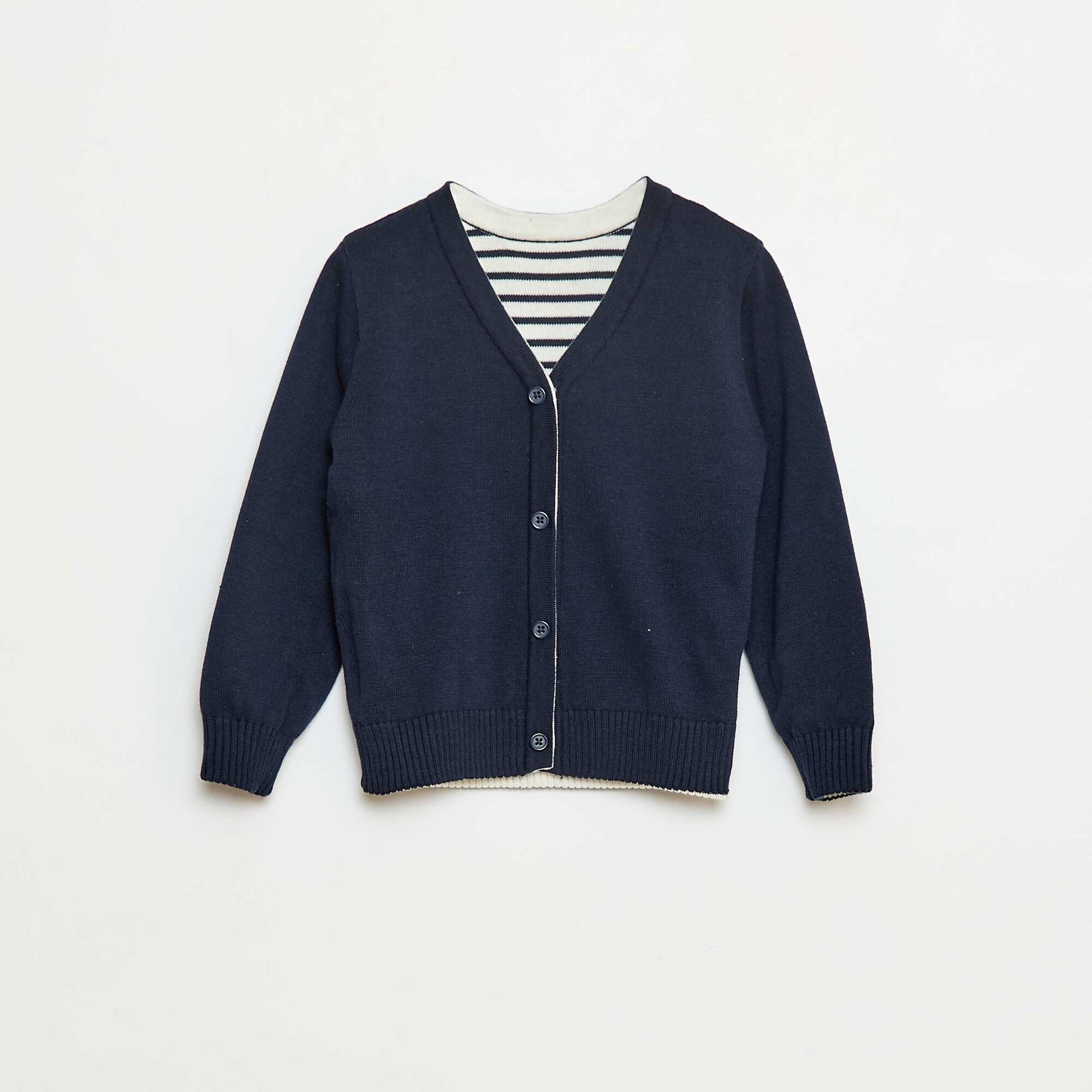 Reversible Striped Knit Cardigan BLUE