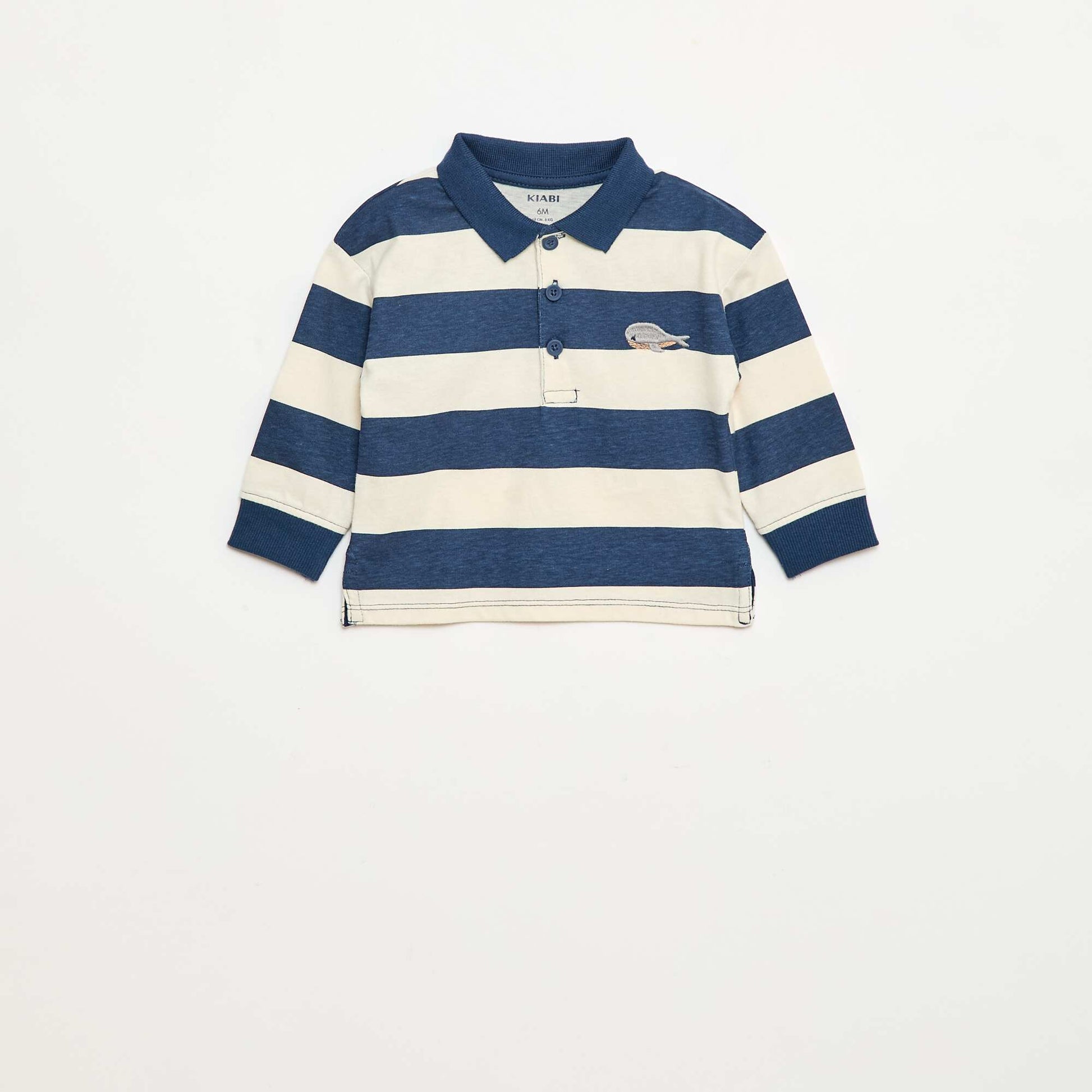 Long-Sleeved Jersey Polo Shirt WHITE