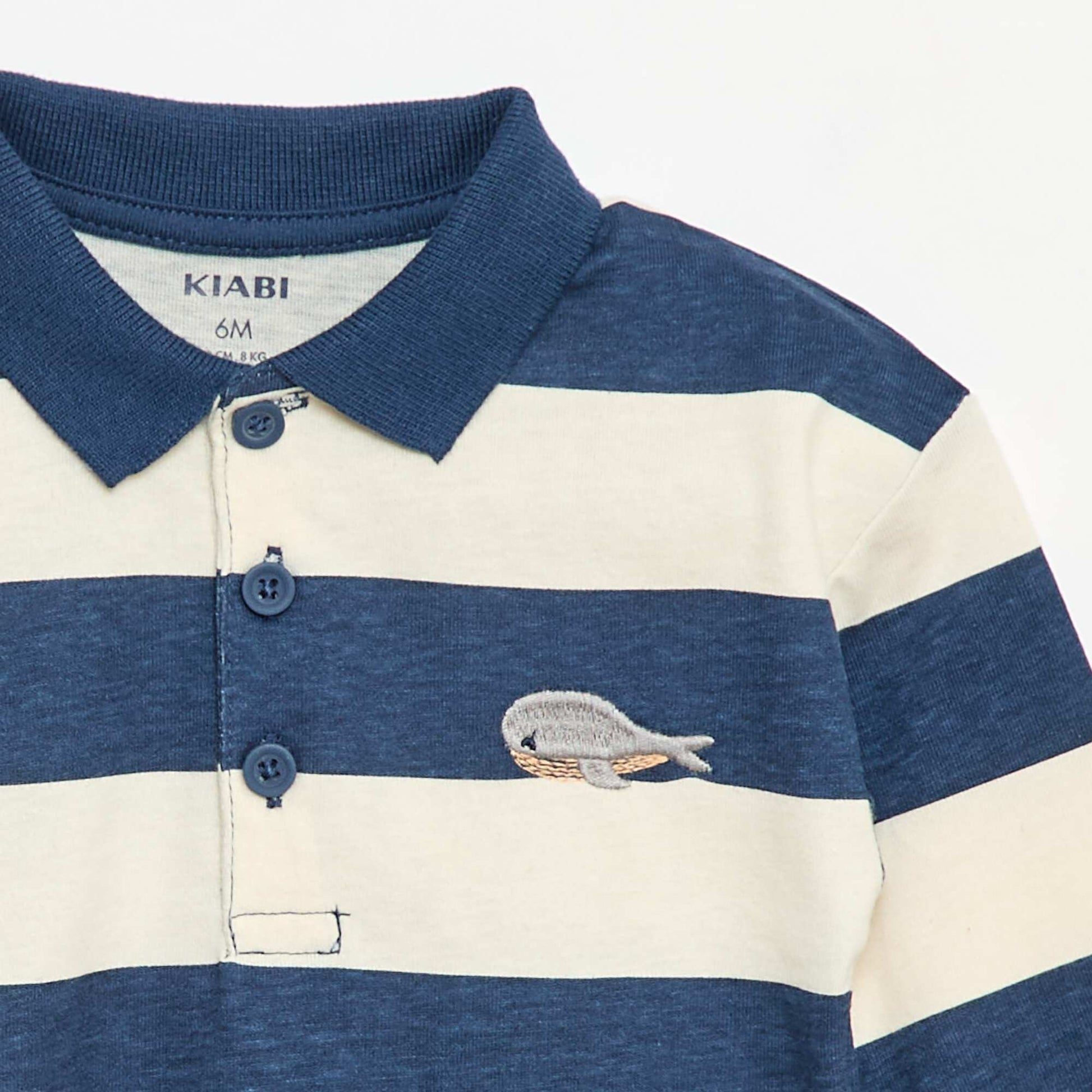 Long-Sleeved Jersey Polo Shirt WHITE