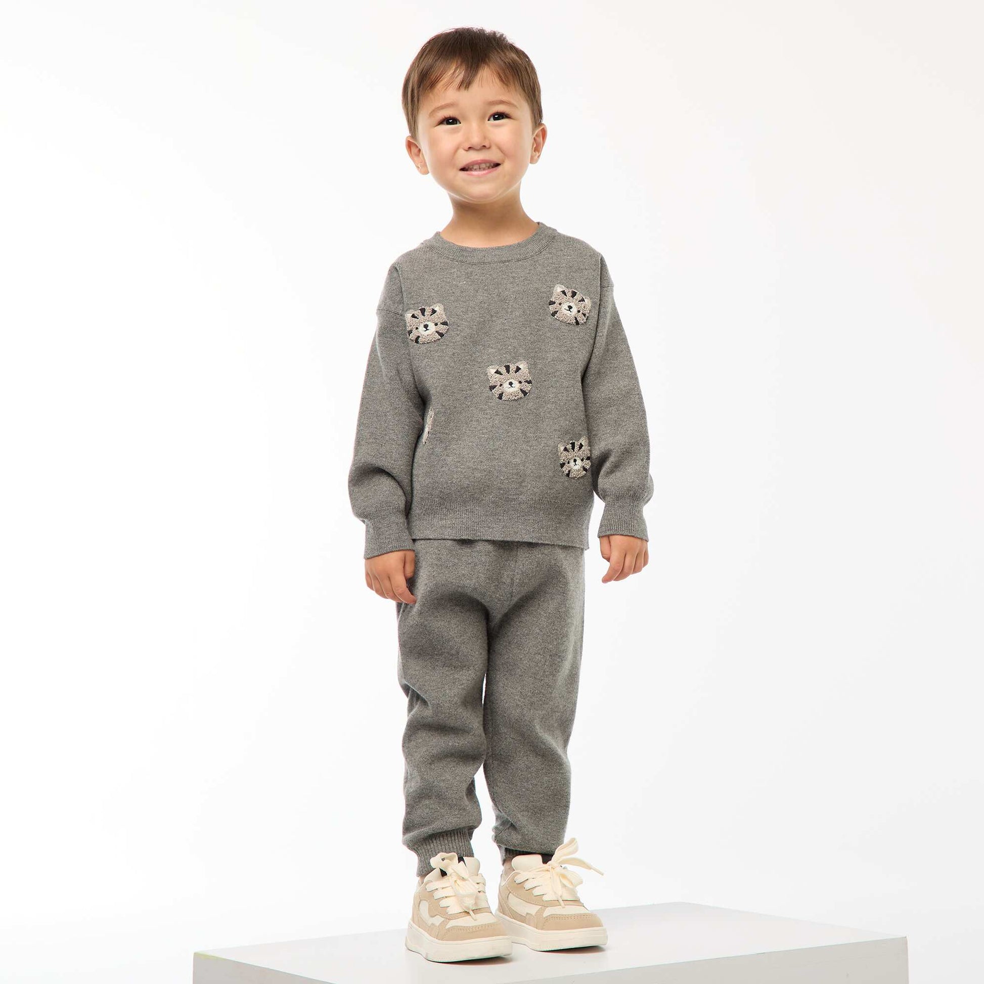 Plain Knit Pants + Socks - 2 Piece Set GREY