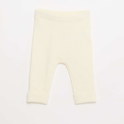 Ribbed Leggings with Buttons WHITE