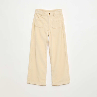Wide-Leg Corduroy Pants WHITE