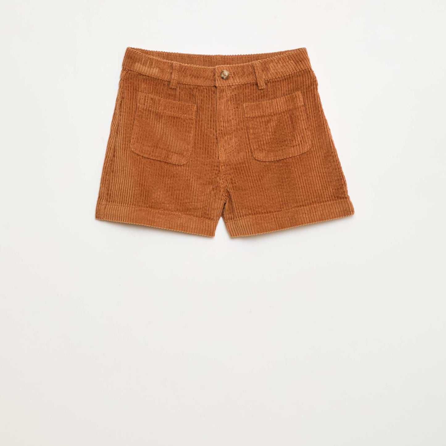 Corduroy Shorts with 2 Patch Pockets BROWN