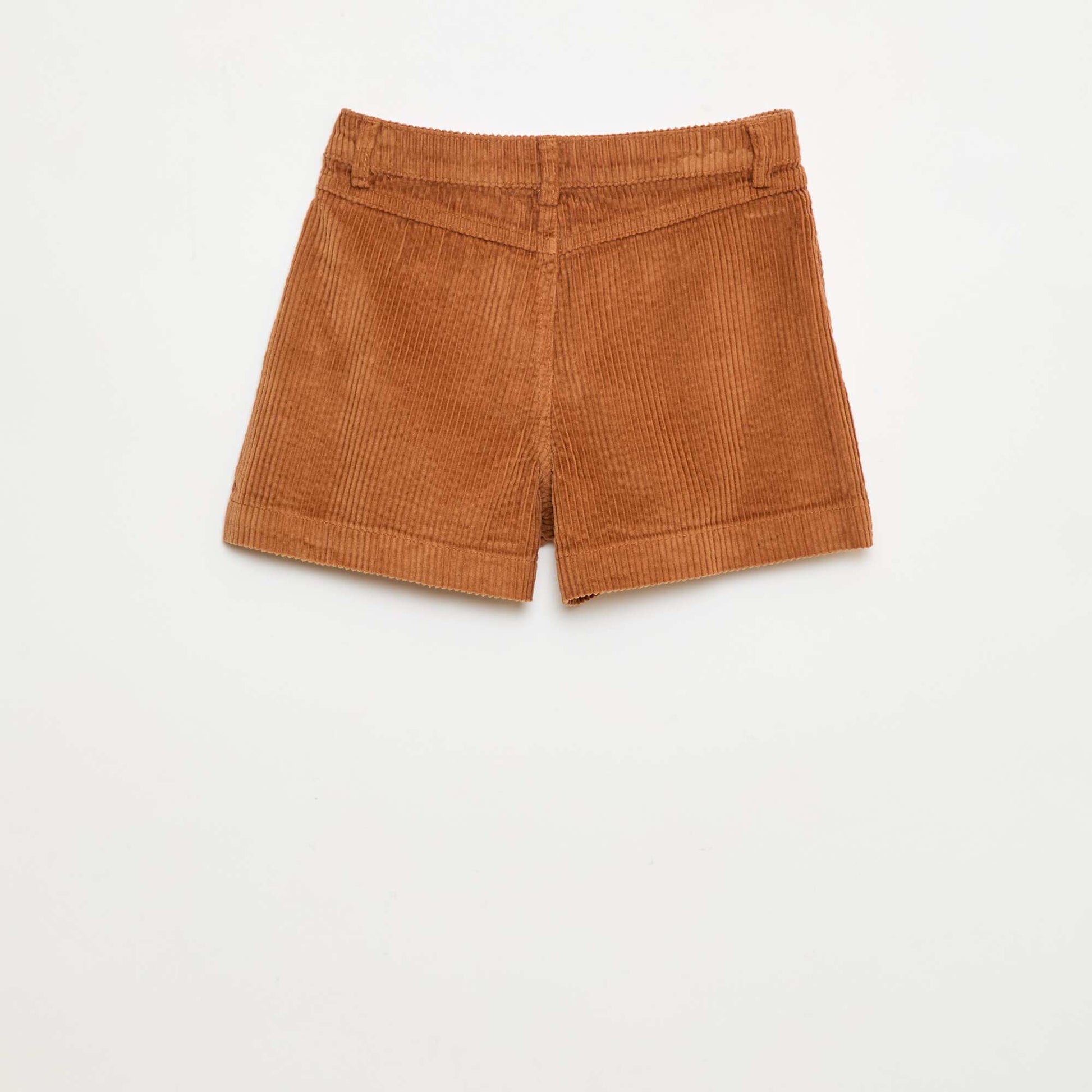 Corduroy Shorts with 2 Patch Pockets BROWN