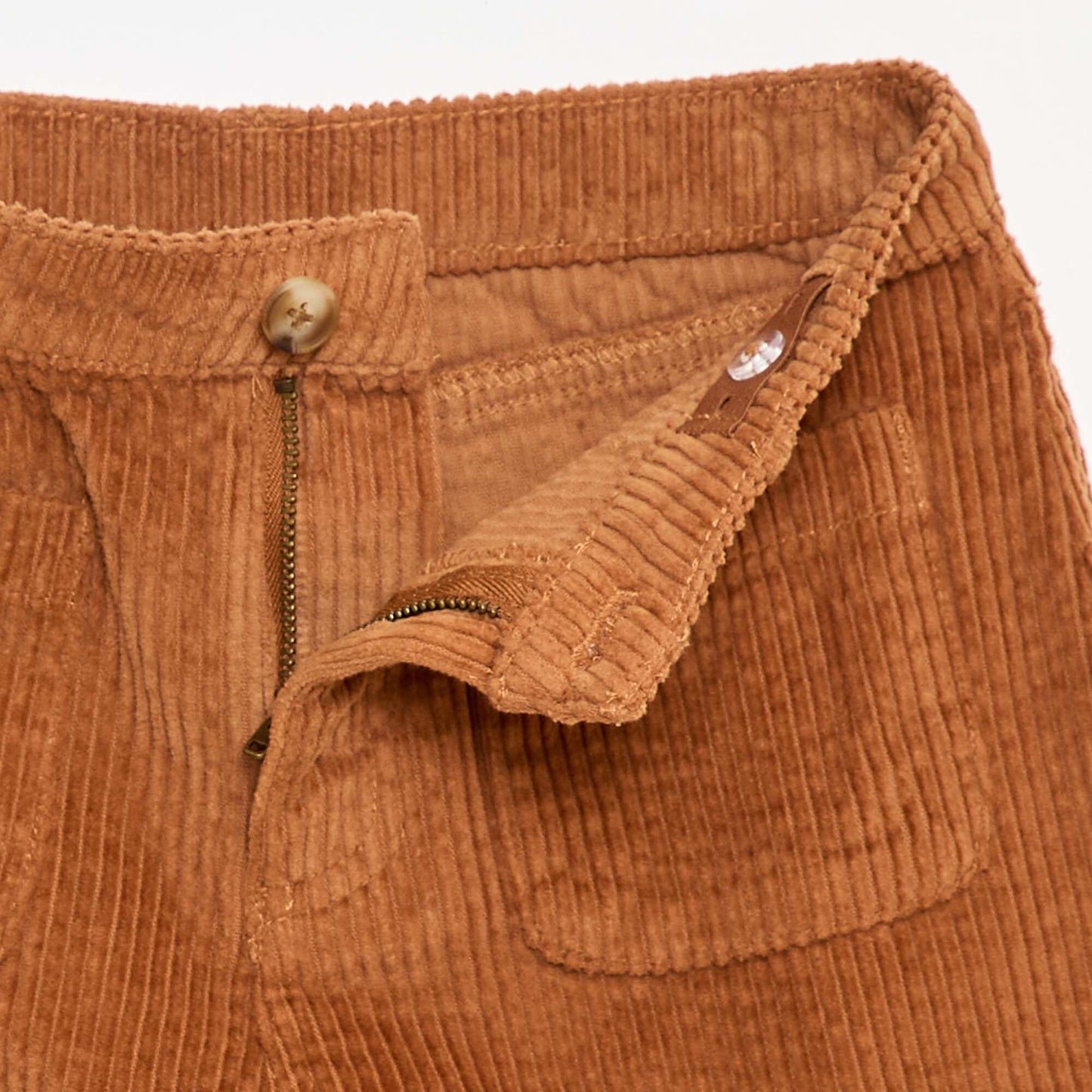 Corduroy Shorts with 2 Patch Pockets BROWN