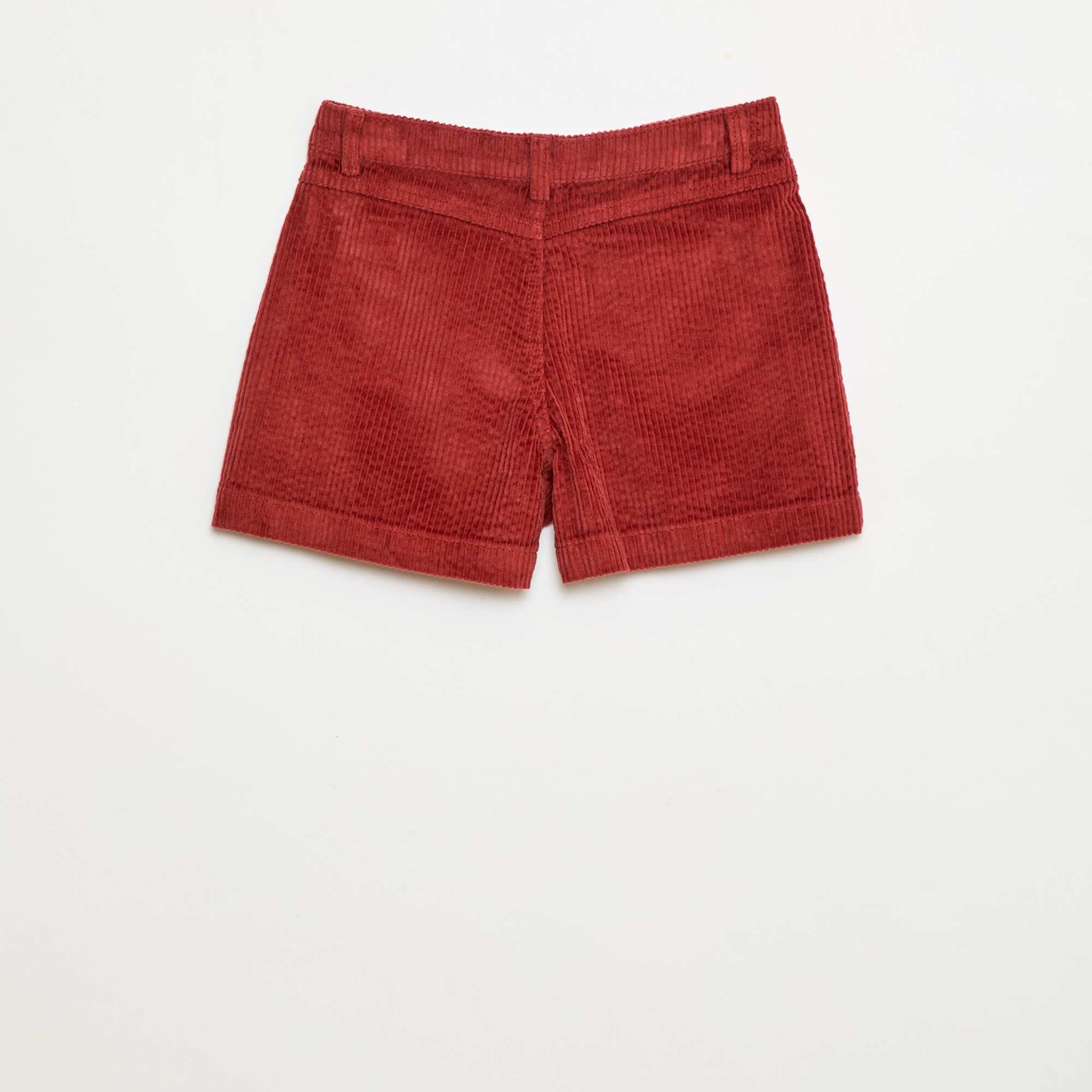 Corduroy Shorts with 2 Patch Pockets RED
