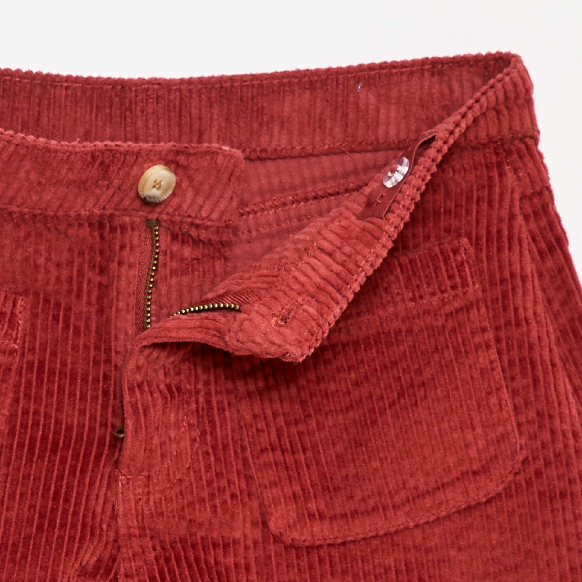 Corduroy Shorts with 2 Patch Pockets RED