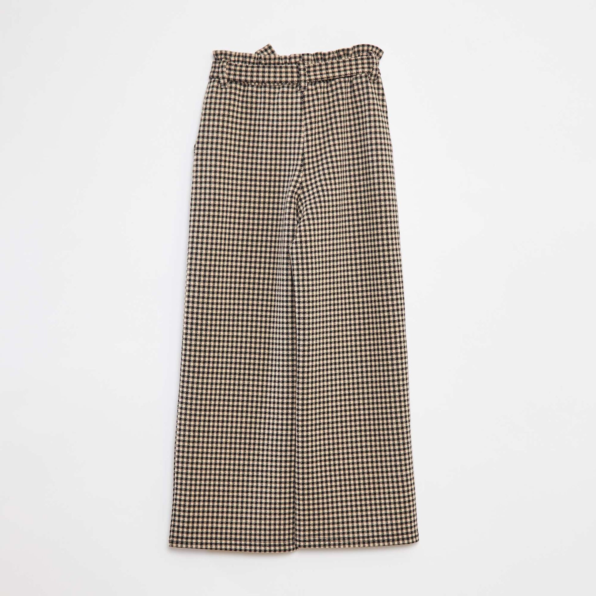 Wide-leg milano knit trousers with tie belt BEIGE