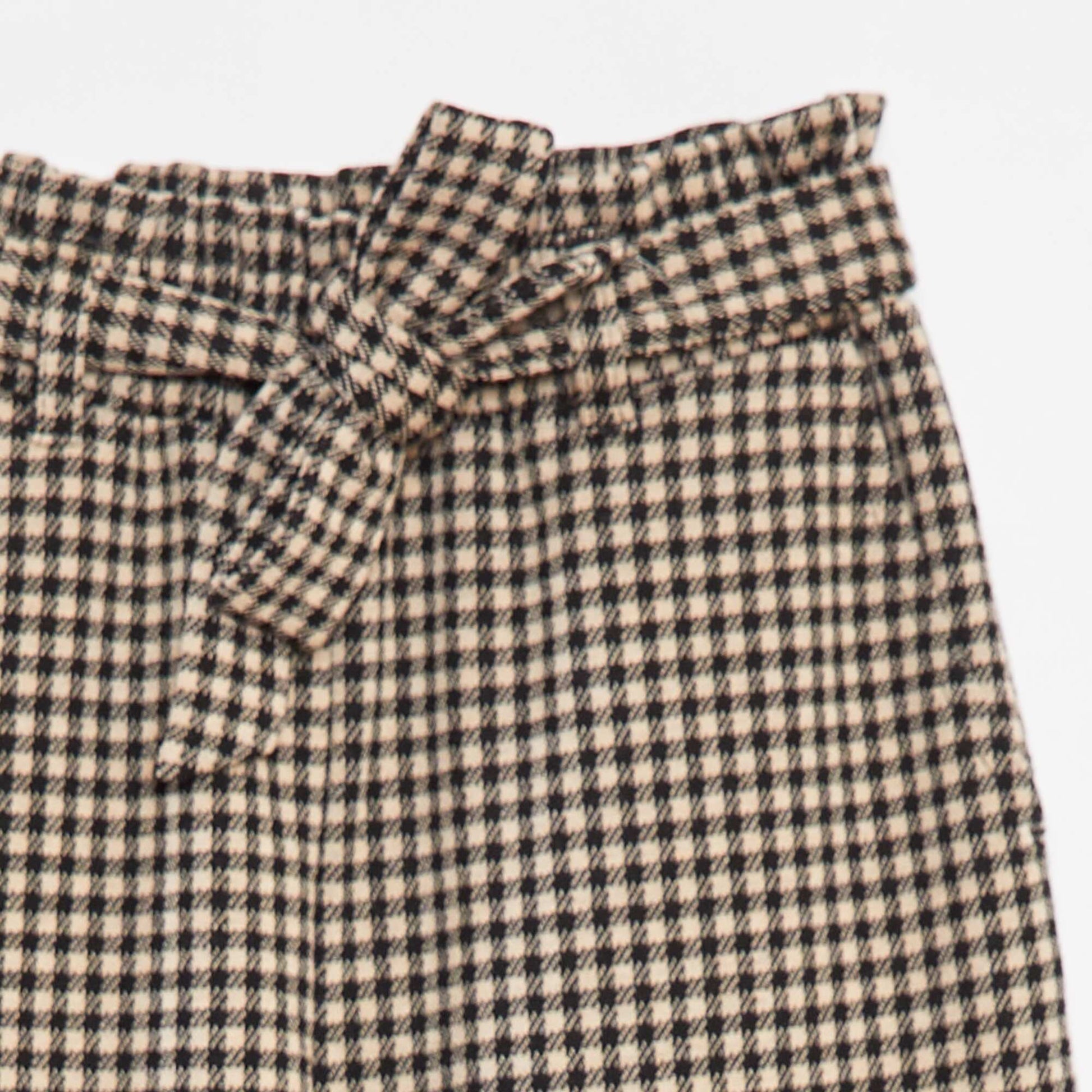 Wide-leg milano knit trousers with tie belt BEIGE