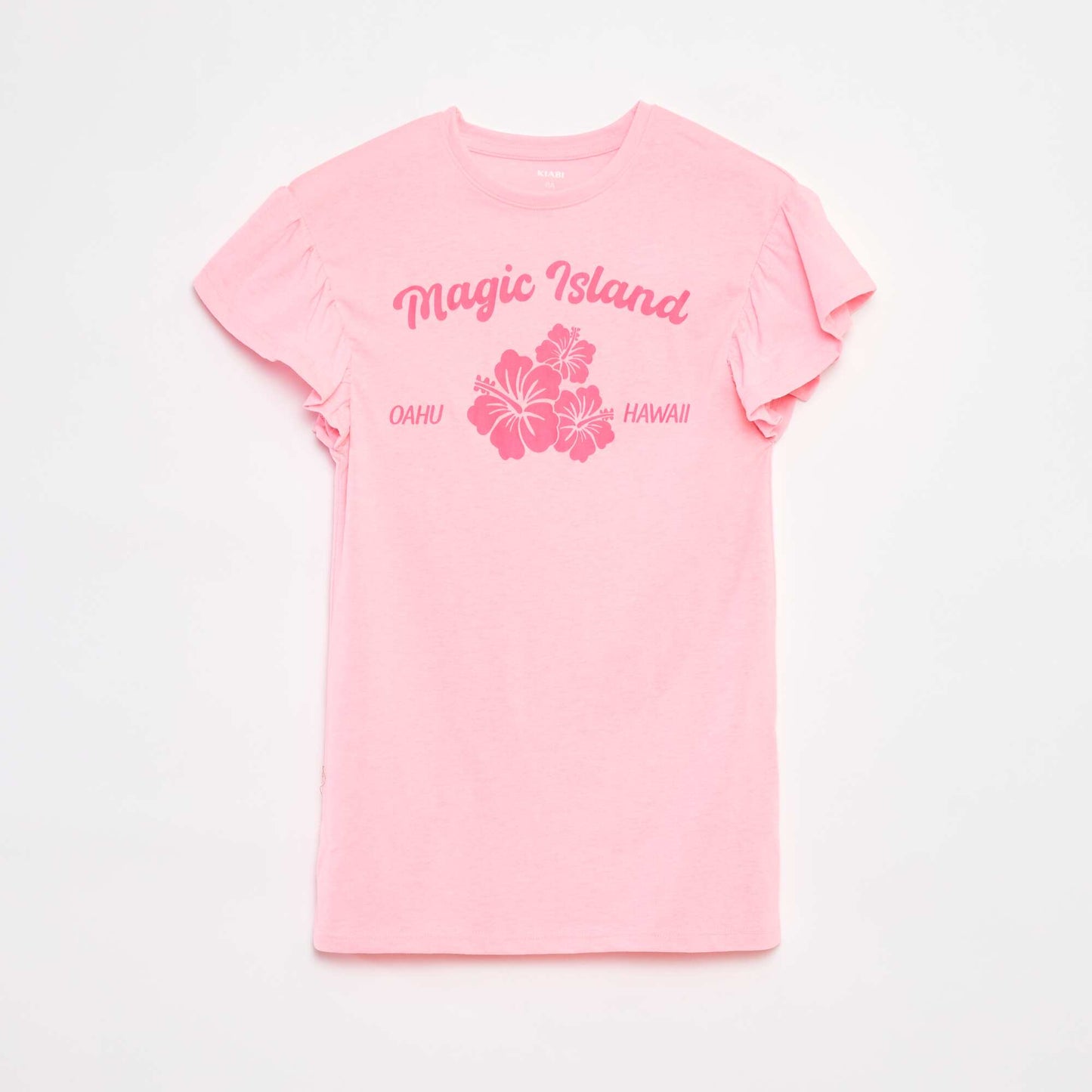 Straight-cut ruffled dress PINK