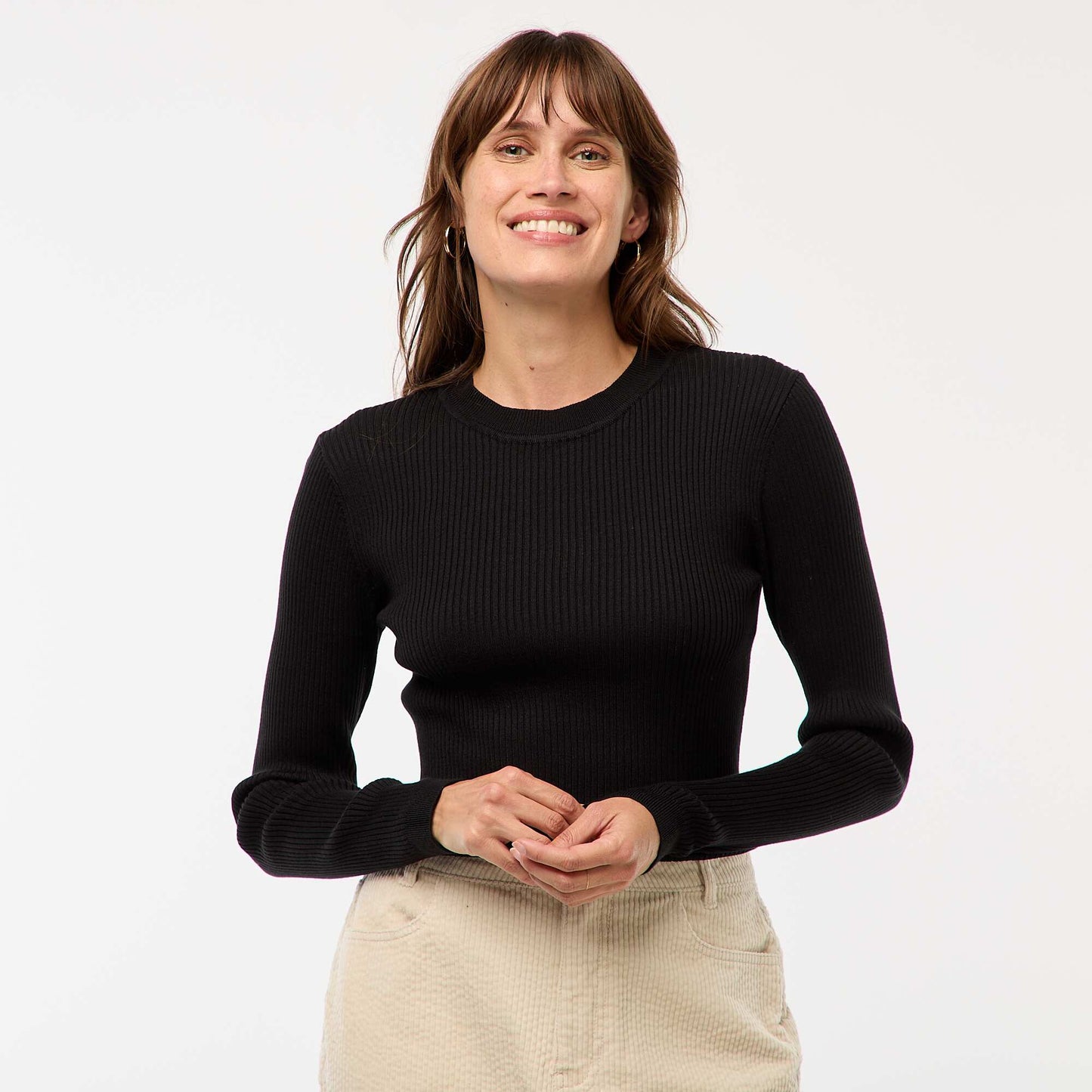 Long-sleeved ribbed sweater BLACK