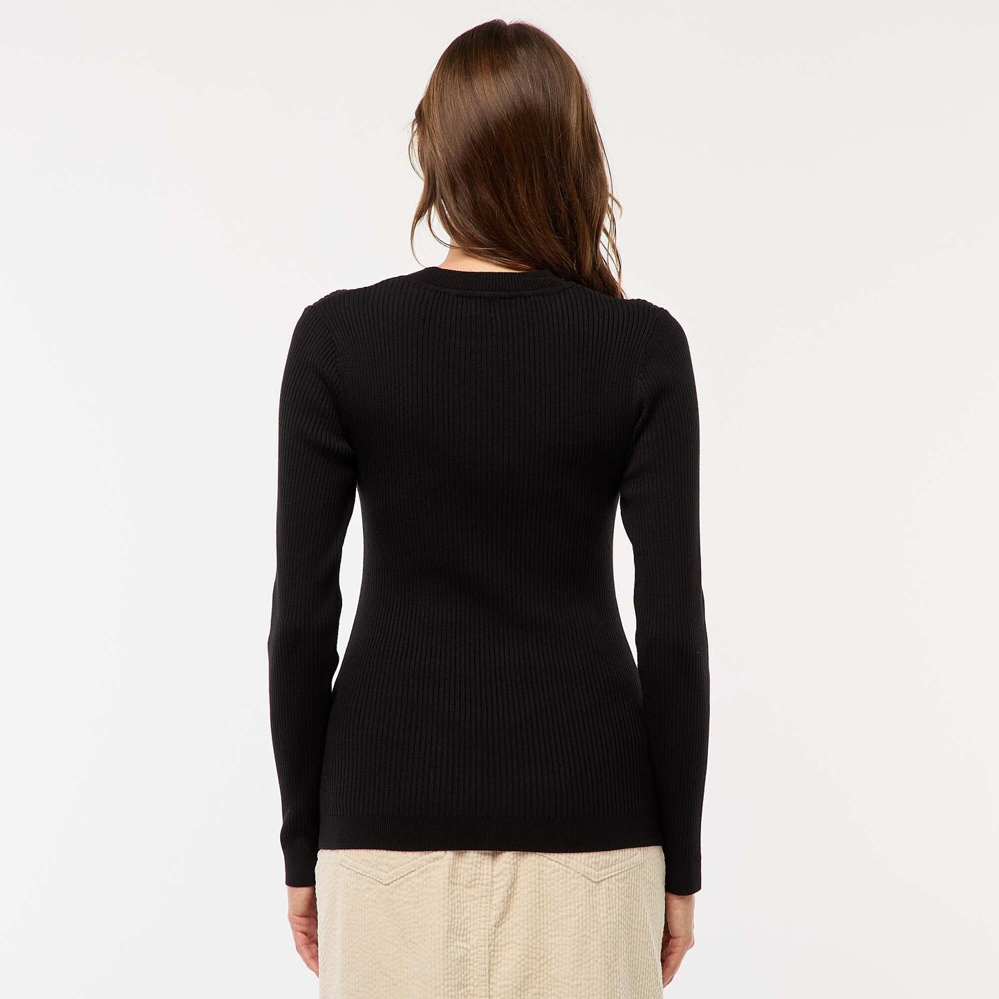 Long-sleeved ribbed sweater BLACK