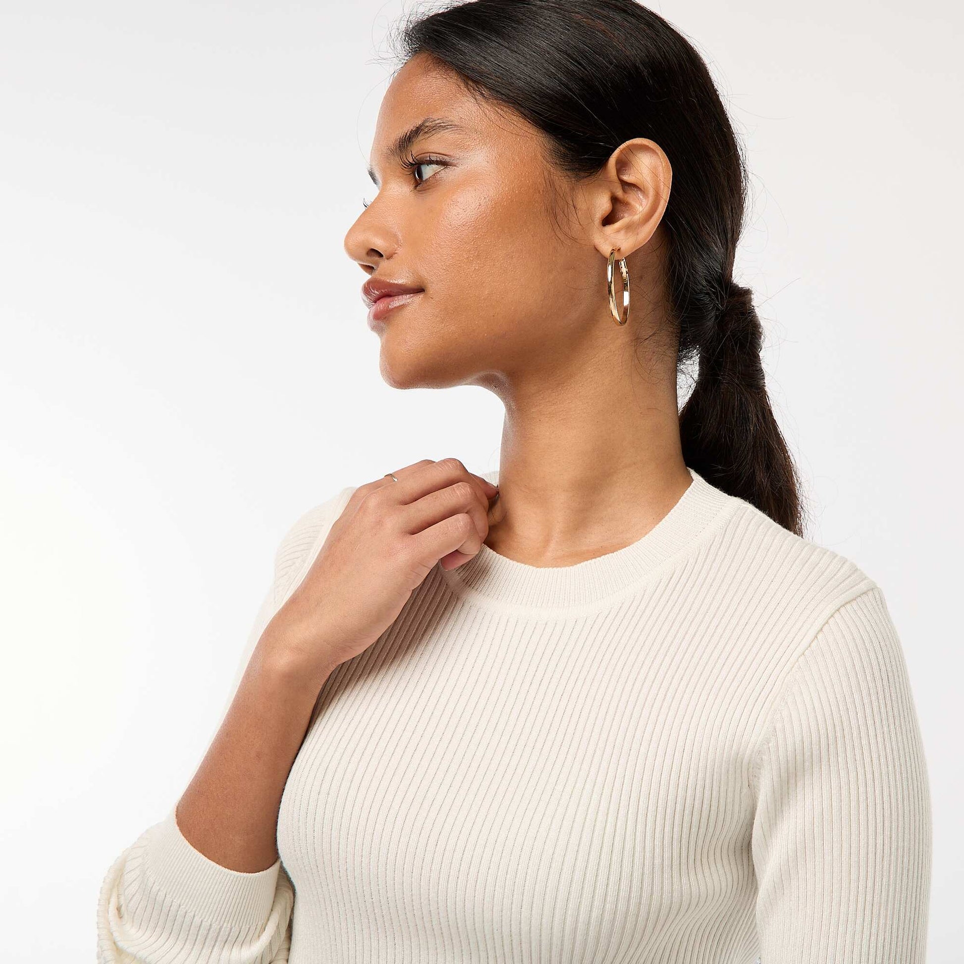 Long-sleeved ribbed sweater WHITE